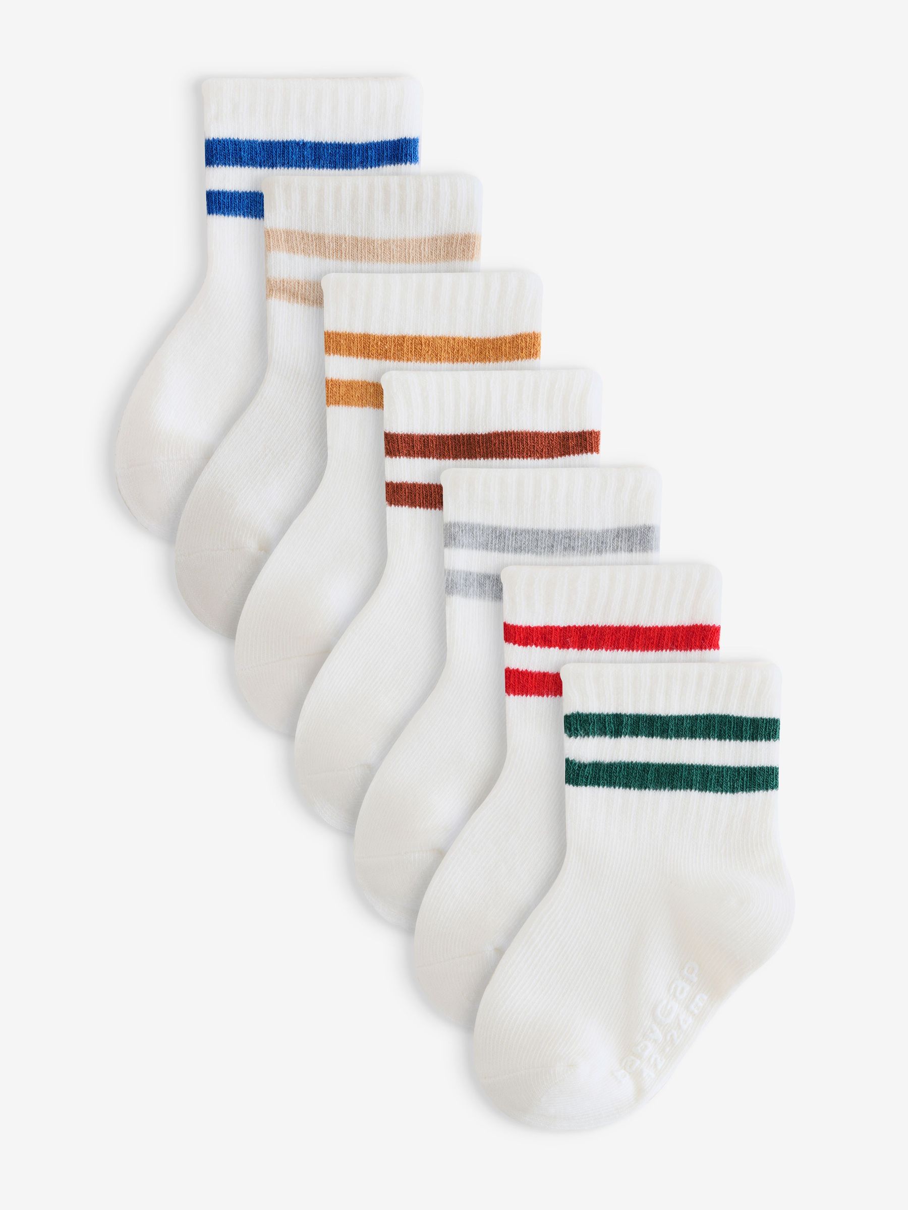 White Quarter Crew Varsity Socks 7-Pack (12mths-5yrs) (W80748) | £14
