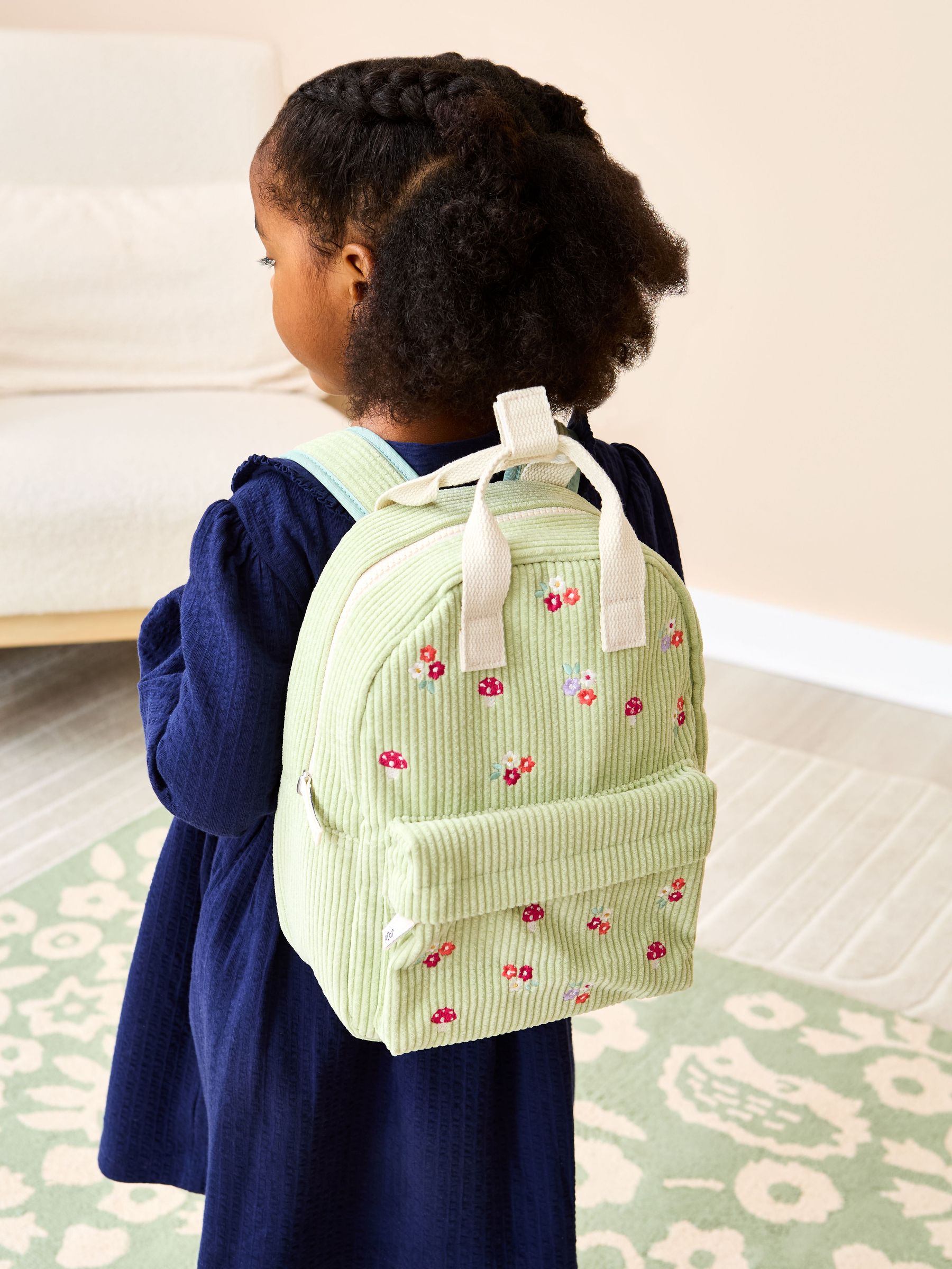 Yellow Woodland Corduroy Embroidered Corduroy Backpack (W82370) | £24