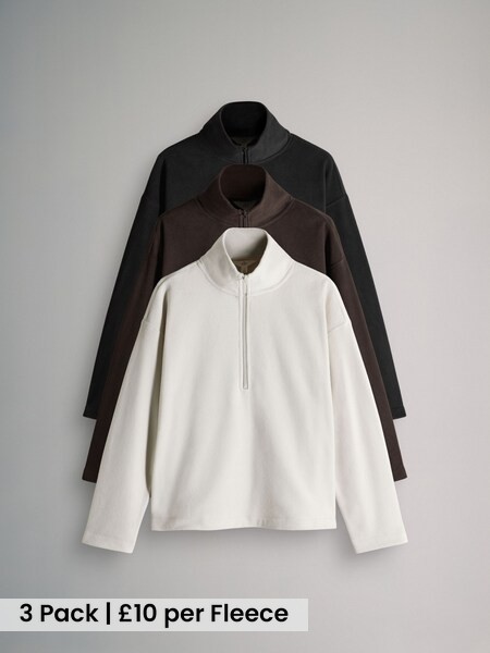 Black/Cream/Ganache 3 Pack Microfleece Quarter Zip Fleece (W82685) | £30