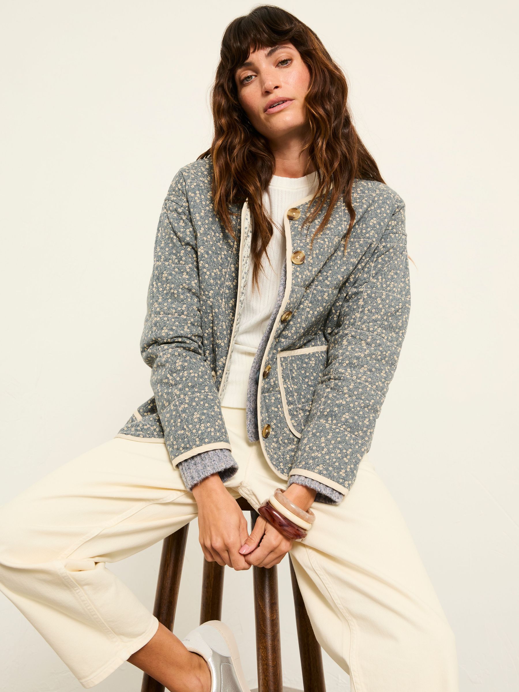 Milly Blue Ditsy Quilted Jacket (W82740) | £69