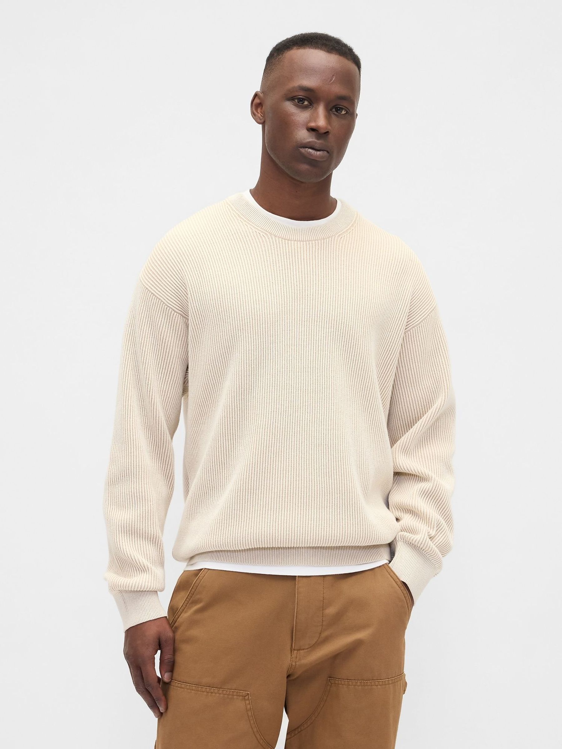 Cream V-Plaited Rib Jumper (W82973) | £35