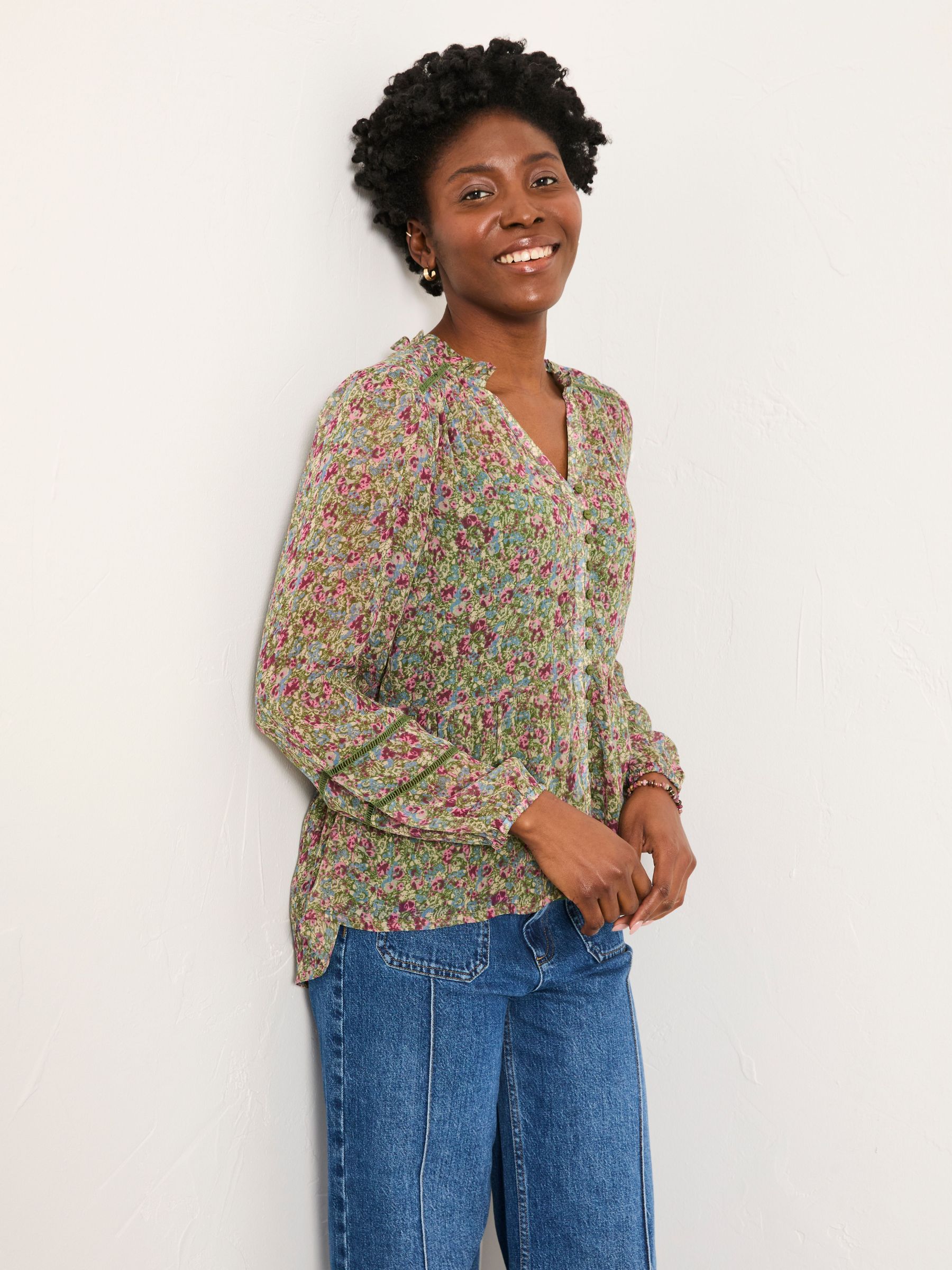 Mel Green Ditsy Garden Petite Blouse (W83280) | £55