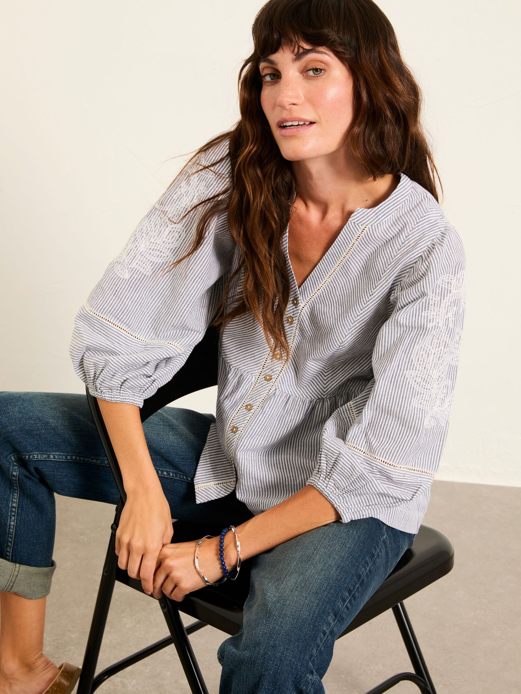 Rosalie Ivory Petite Embroidered Blouse (W83285) | £55