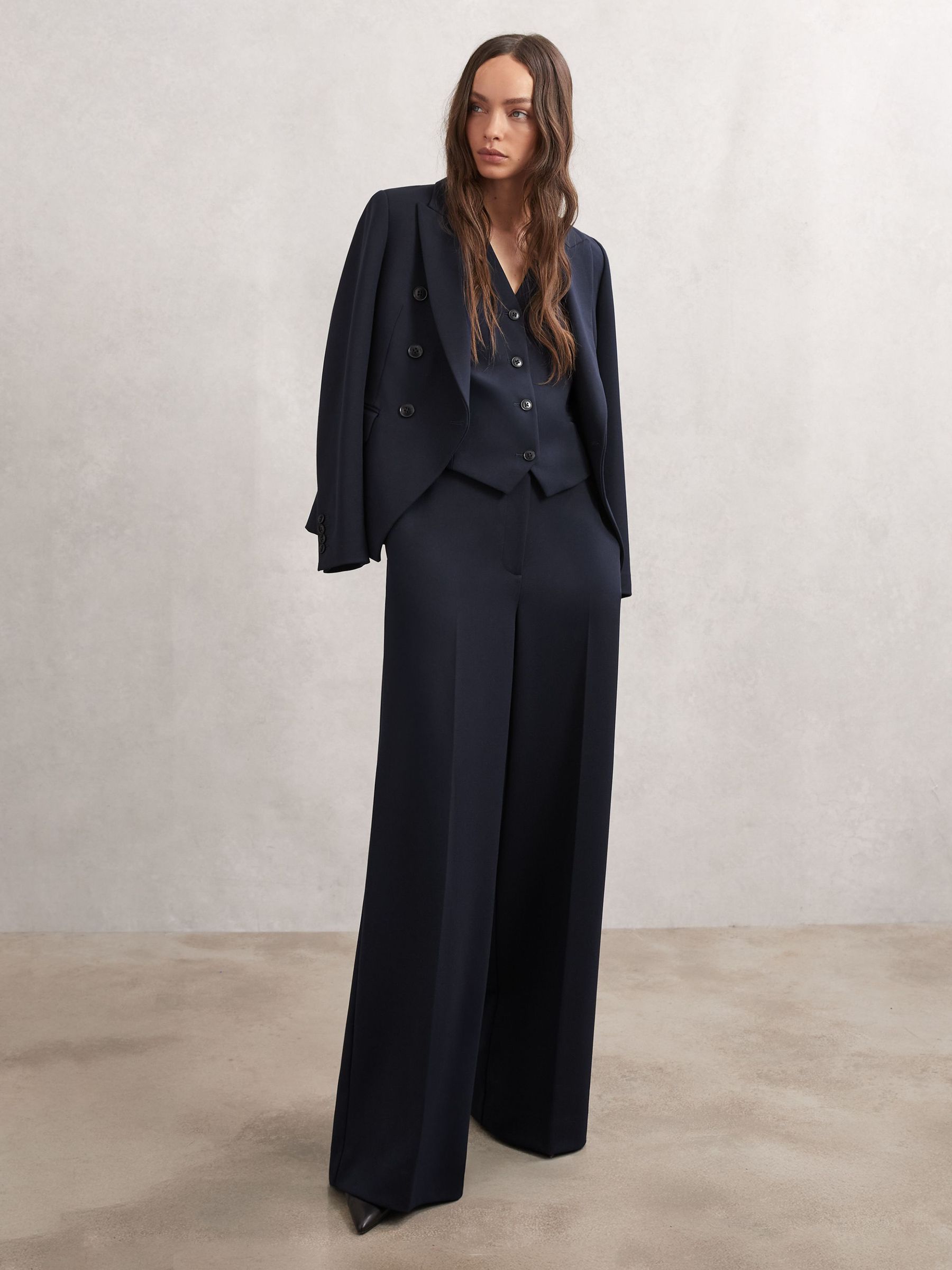 Wide-Leg Suit Trousers in Navy (W83341) | £120