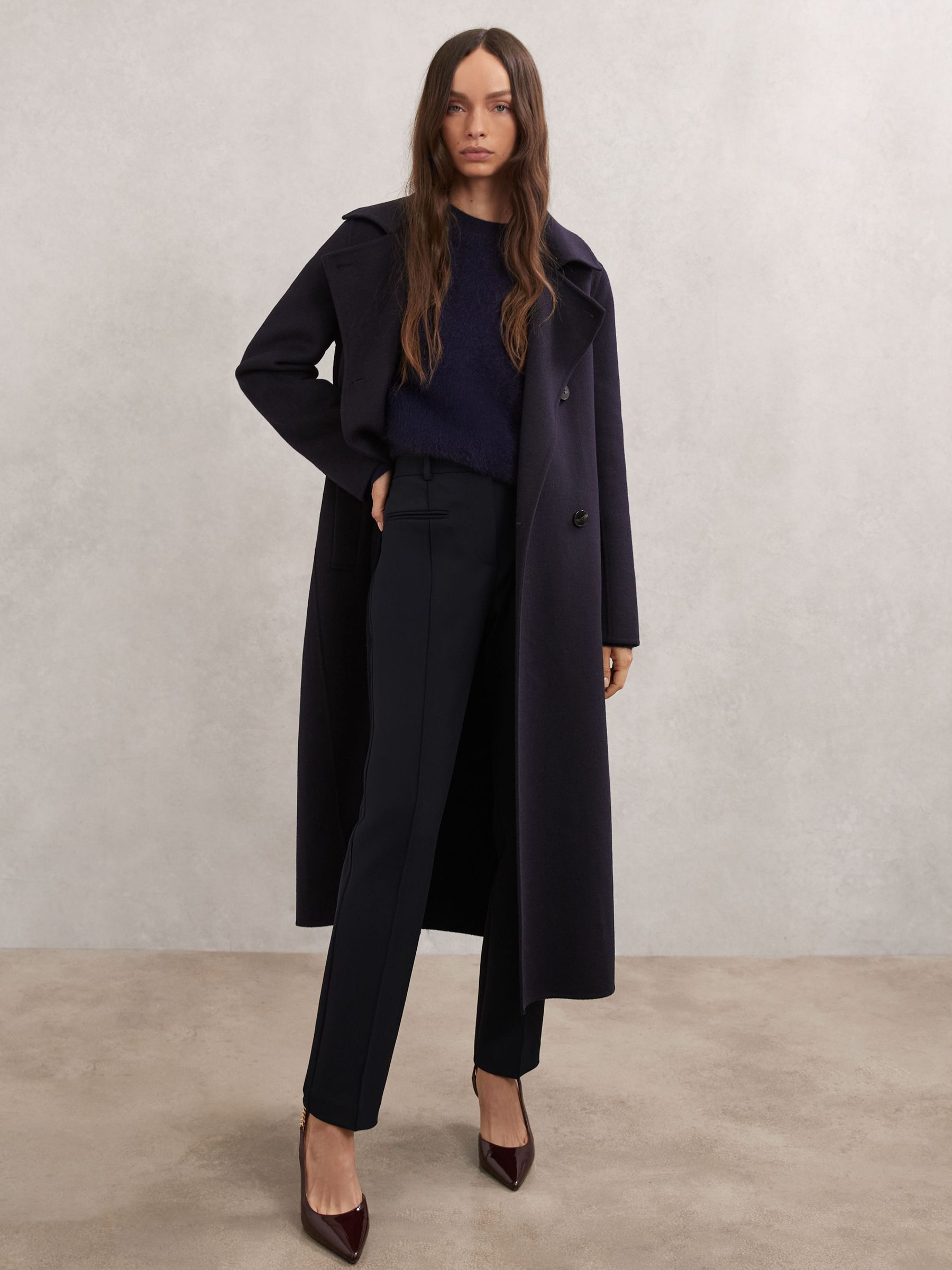 Pintuck Tapered Trousers in Navy (W83343) | £130