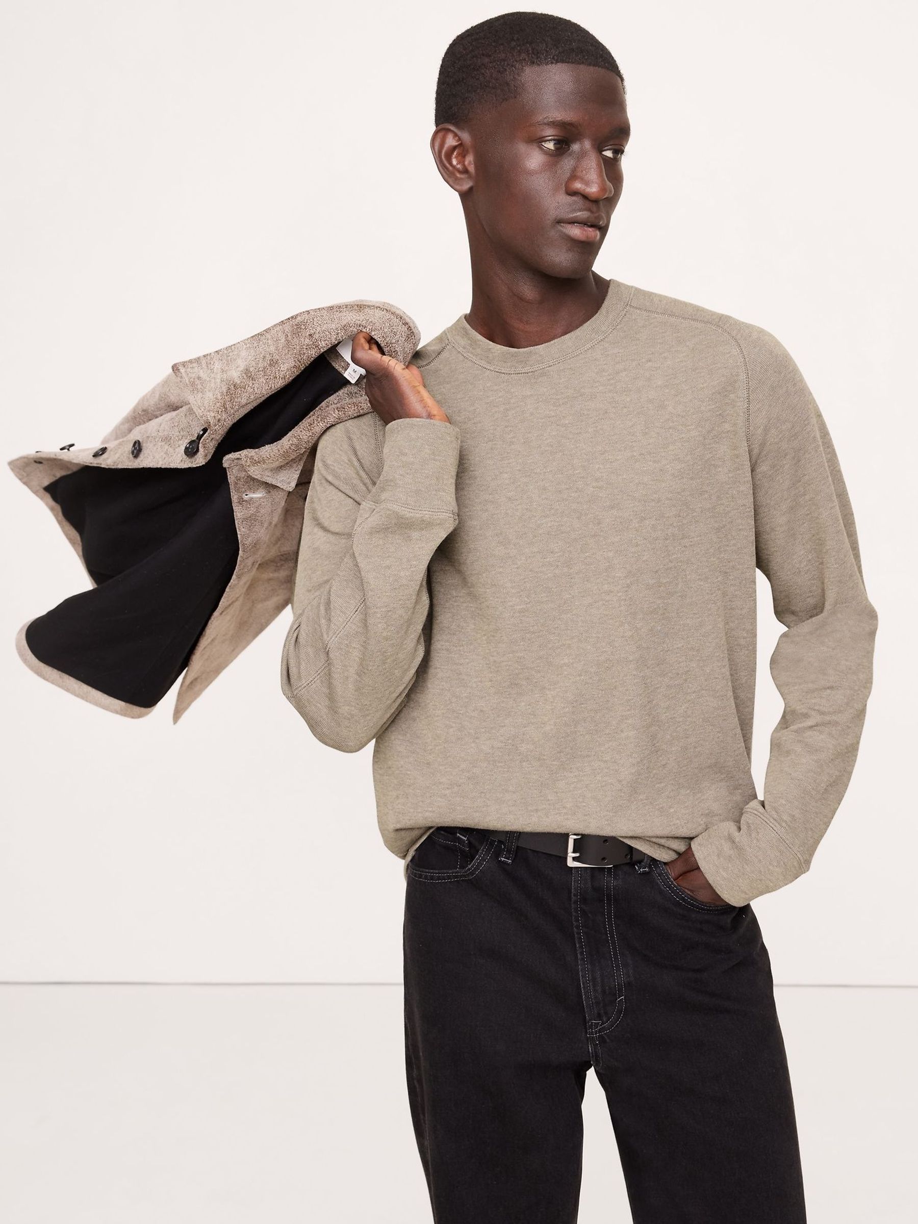 Banana Republic Beige Slub Double-Knit Crew-Neck T-Shirt (W83487) | £70