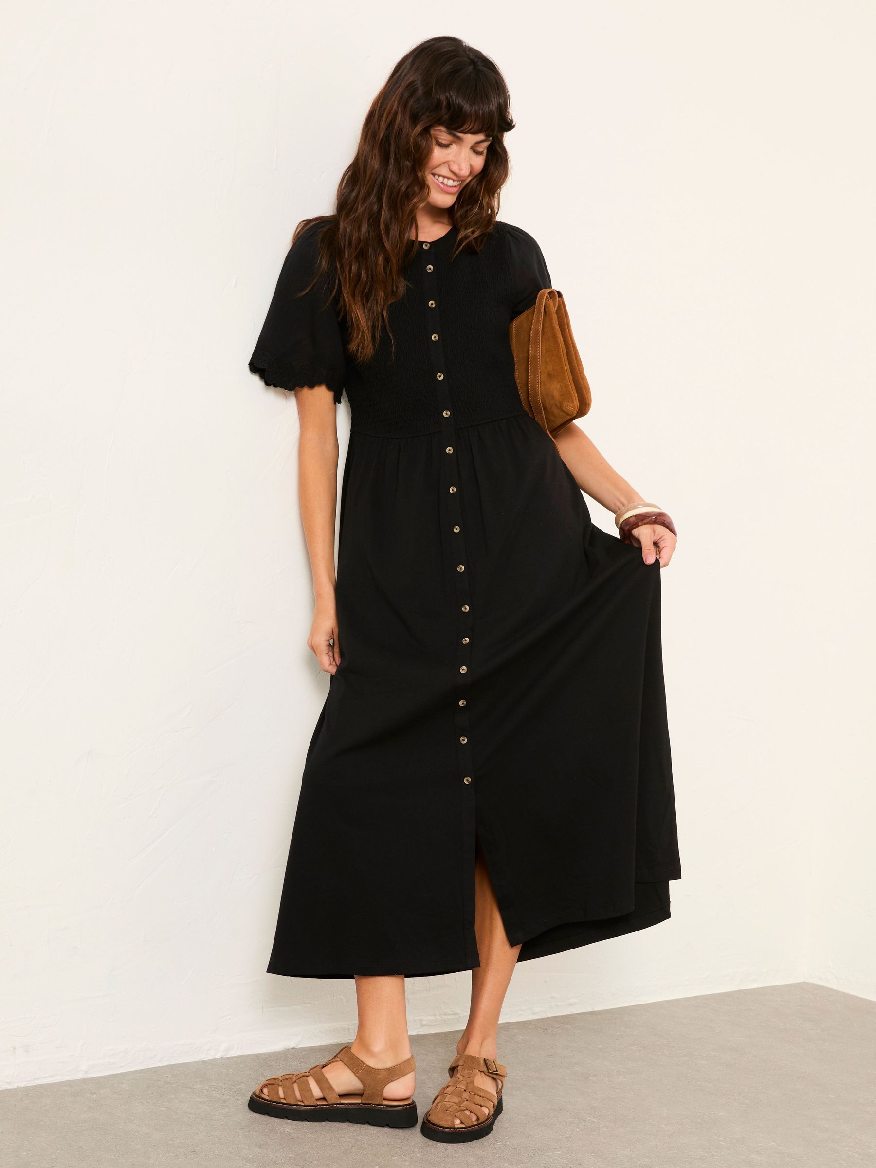 Fleur Black Petite Jersey Midi Dress (W83573) | £69