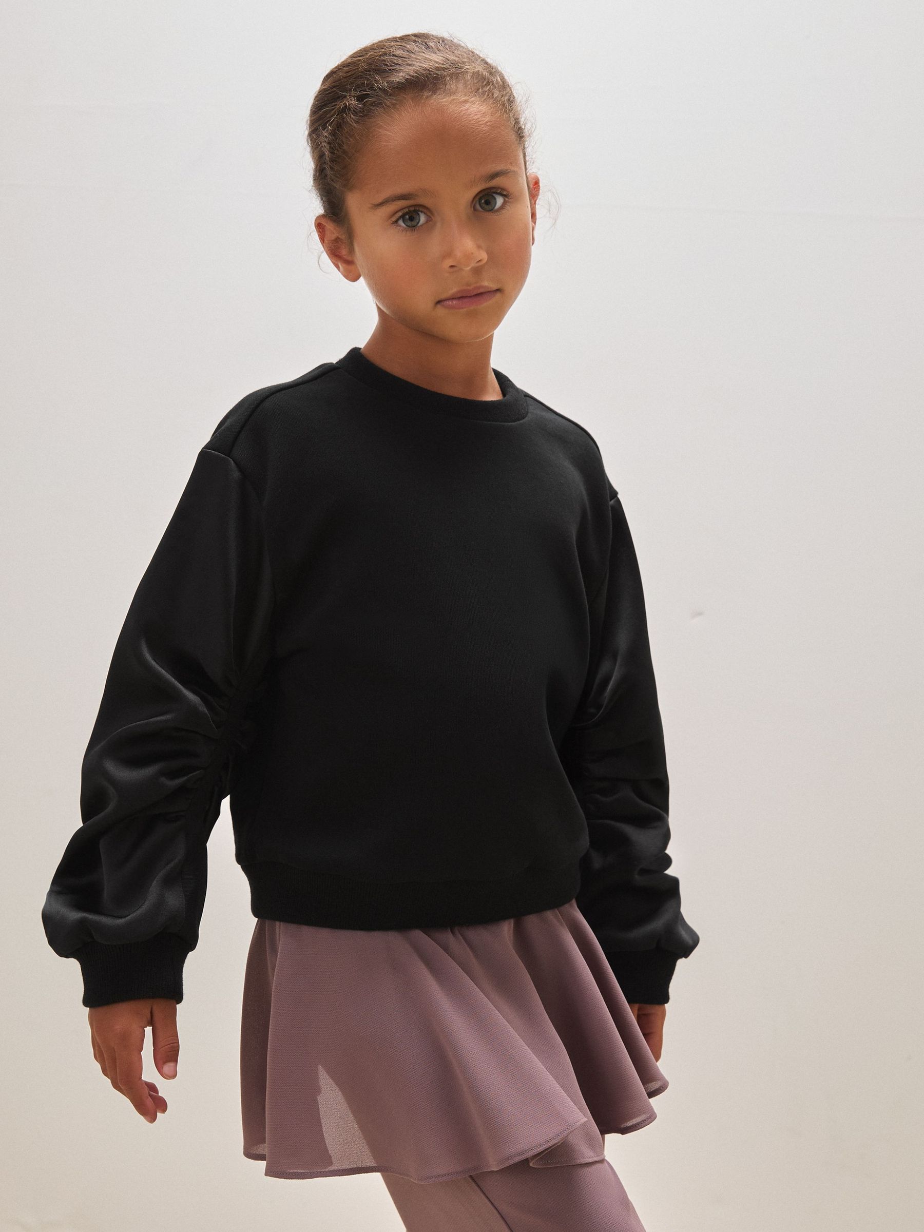 3-9 yrs Reiss | Royal Ballet Ruched Sweatshirt in Black (W83697) | £50