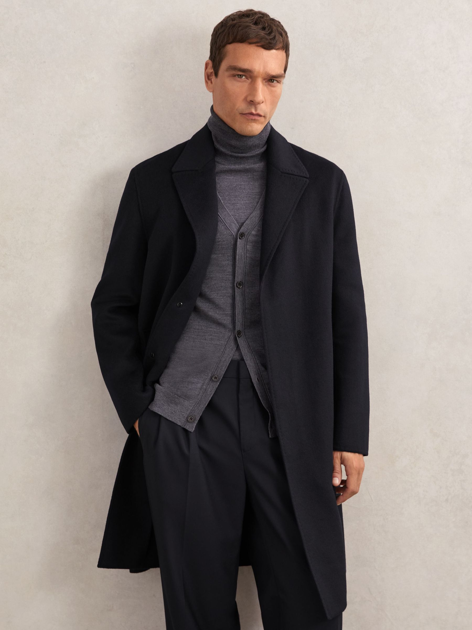 Wool-Blend Single-Breasted Overcoat in Navy (W83999) | £350