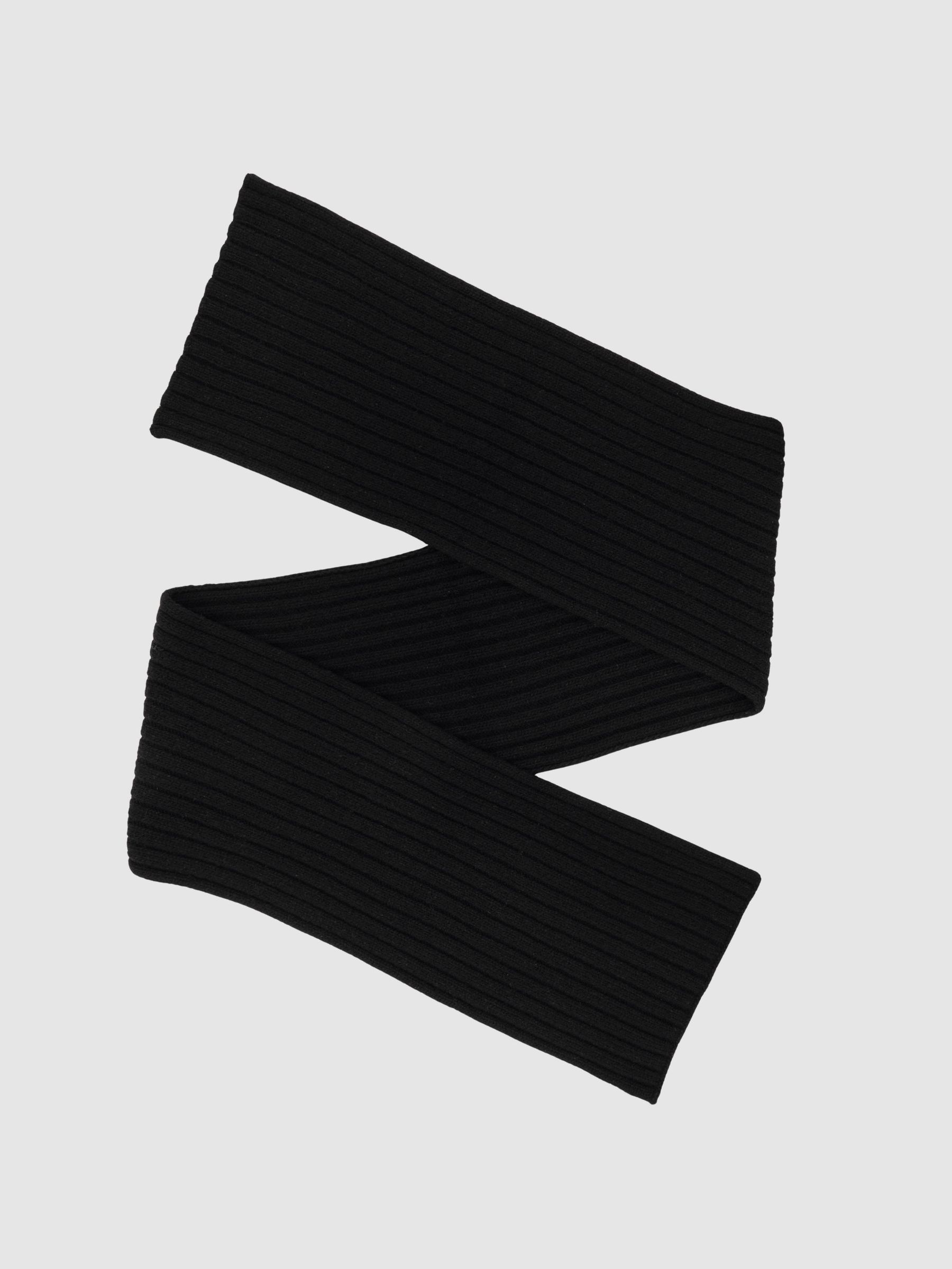 Chunky Rib Wool Blend Scarves in Black (W84050) | £78