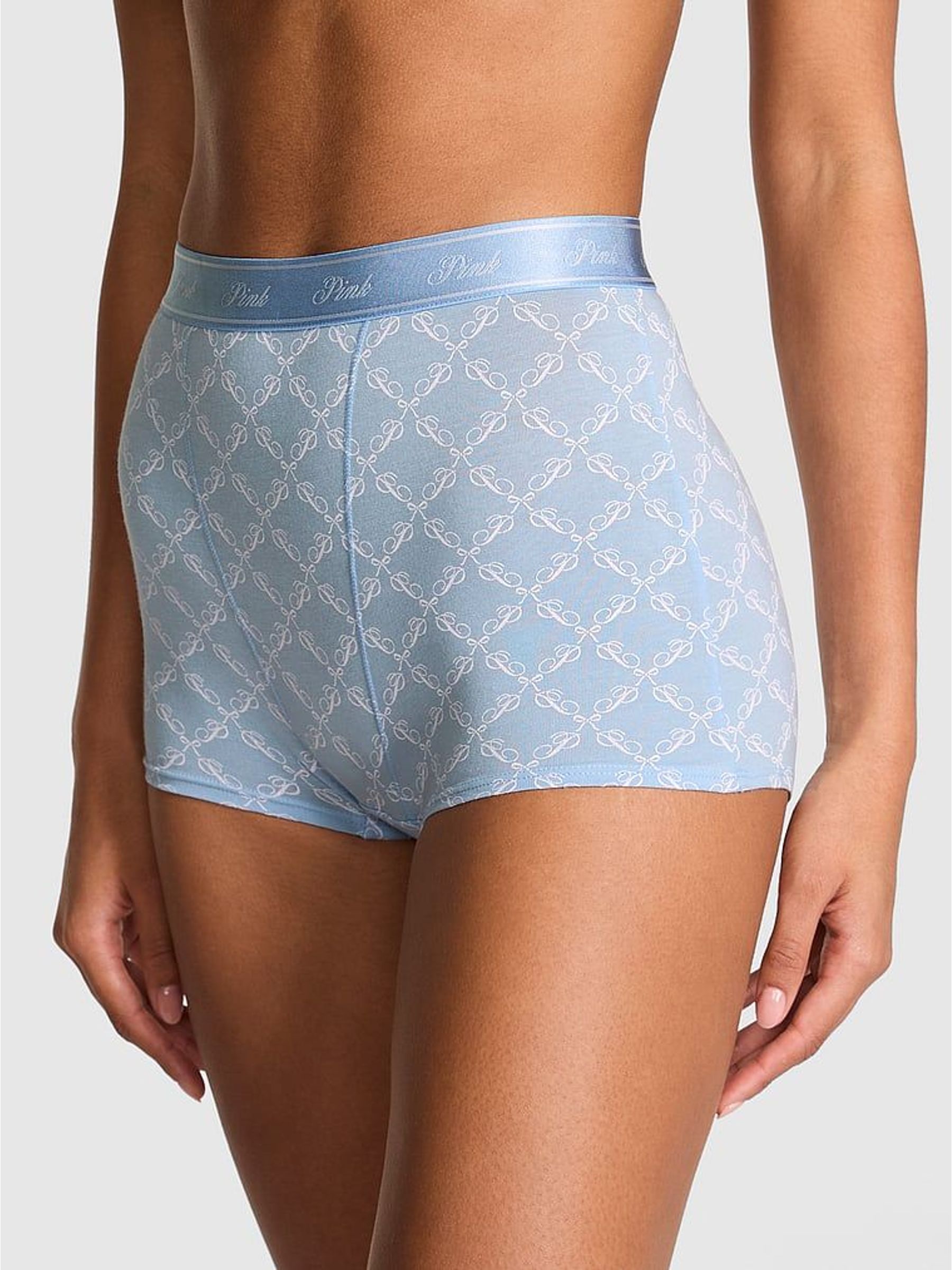 Icy Blue Logo Print High Waist Cotton Logo Knickers (W84466) | £10