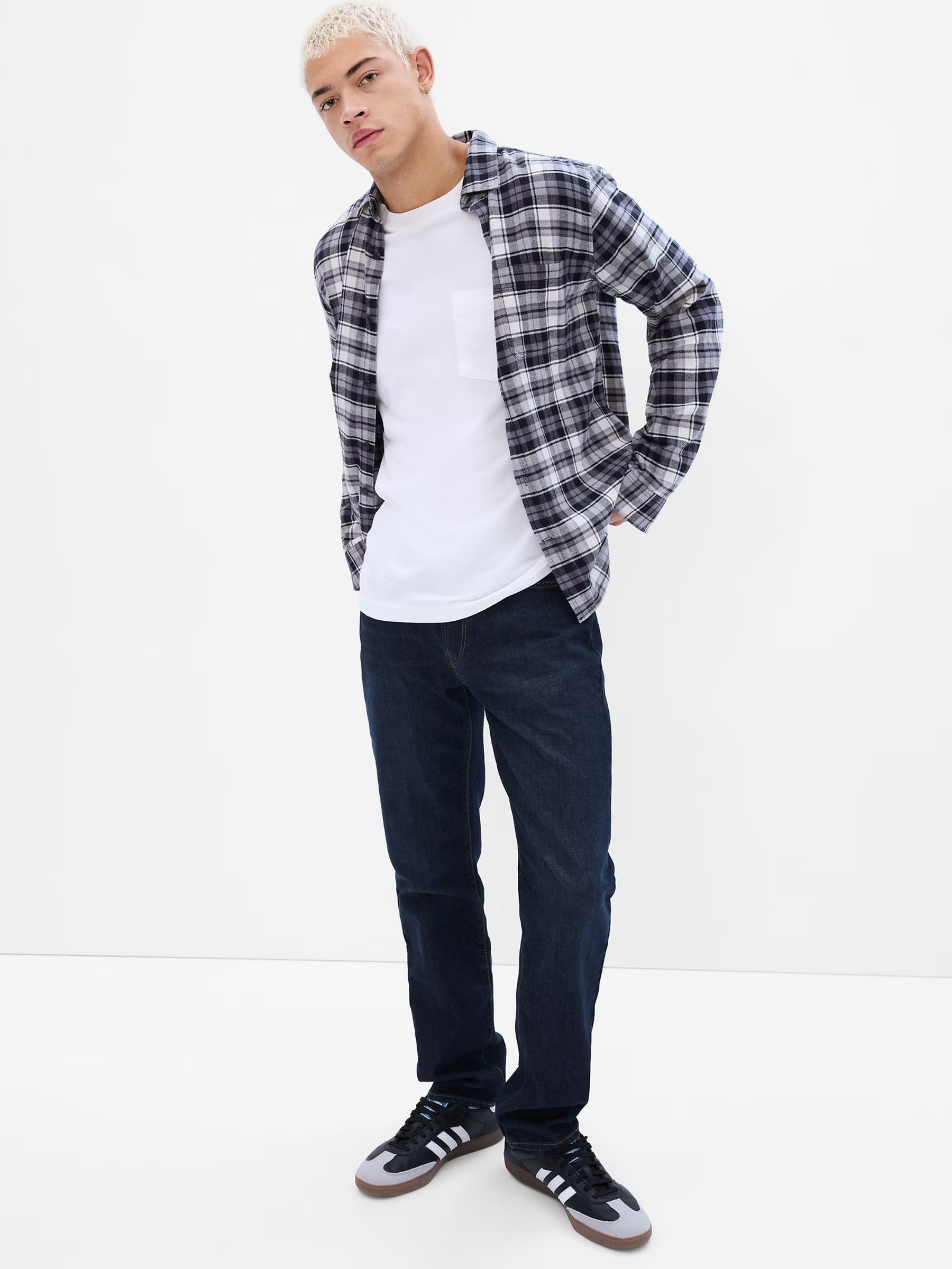 Dark Wash Blue Straight Fit Stretch Jeans (W84868) | £40