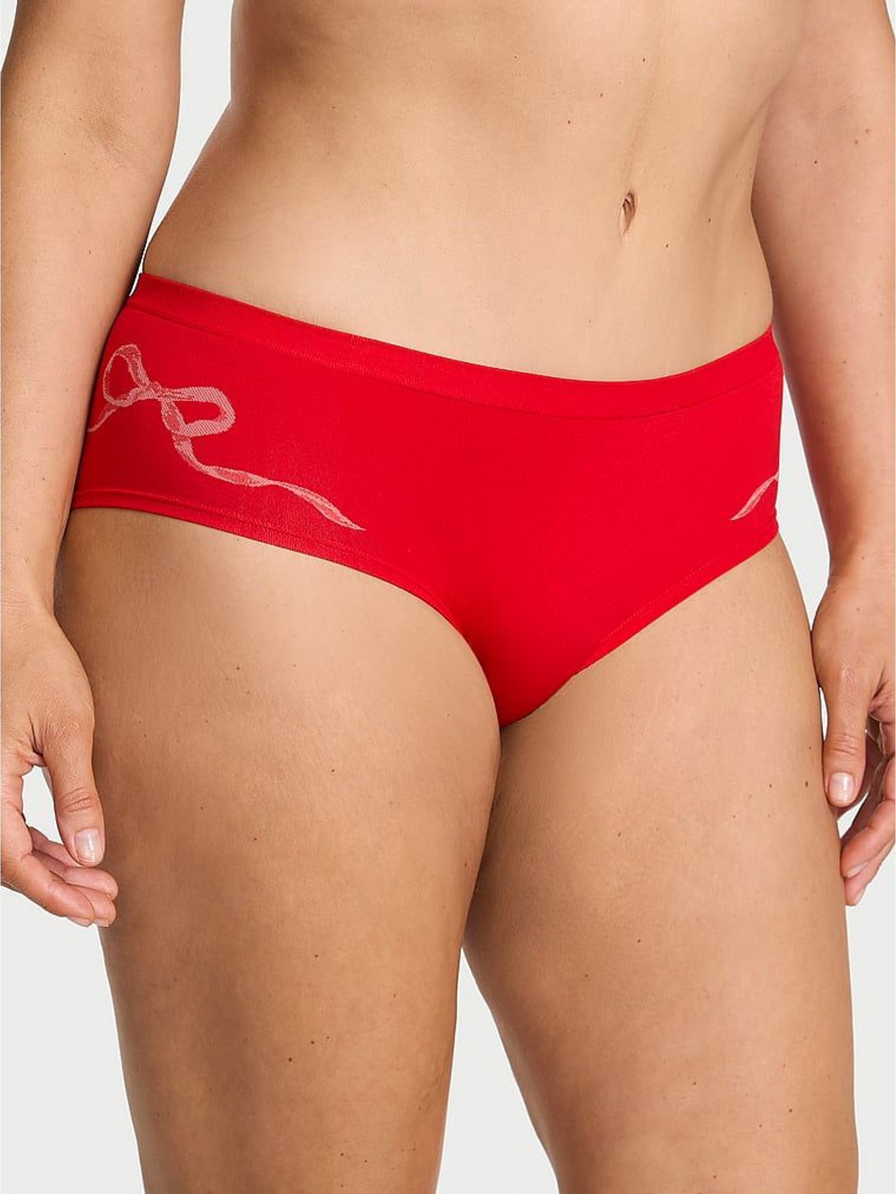 Bright Vermillion Red Bow Hipster Knickers (W85522) | £10