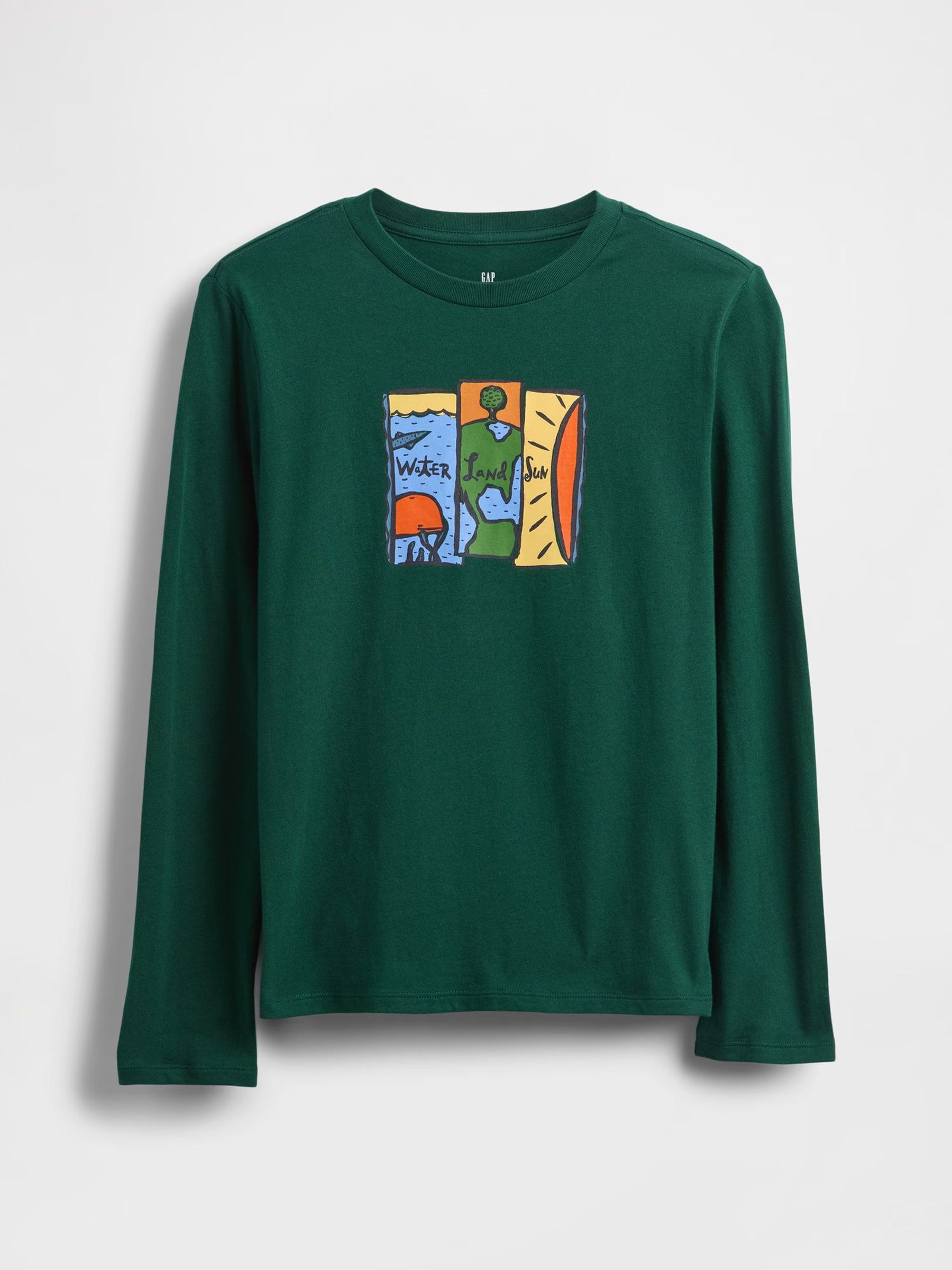 Green 100% Cotton Long Sleeve Graphics T-Shirt (W85607) | £10