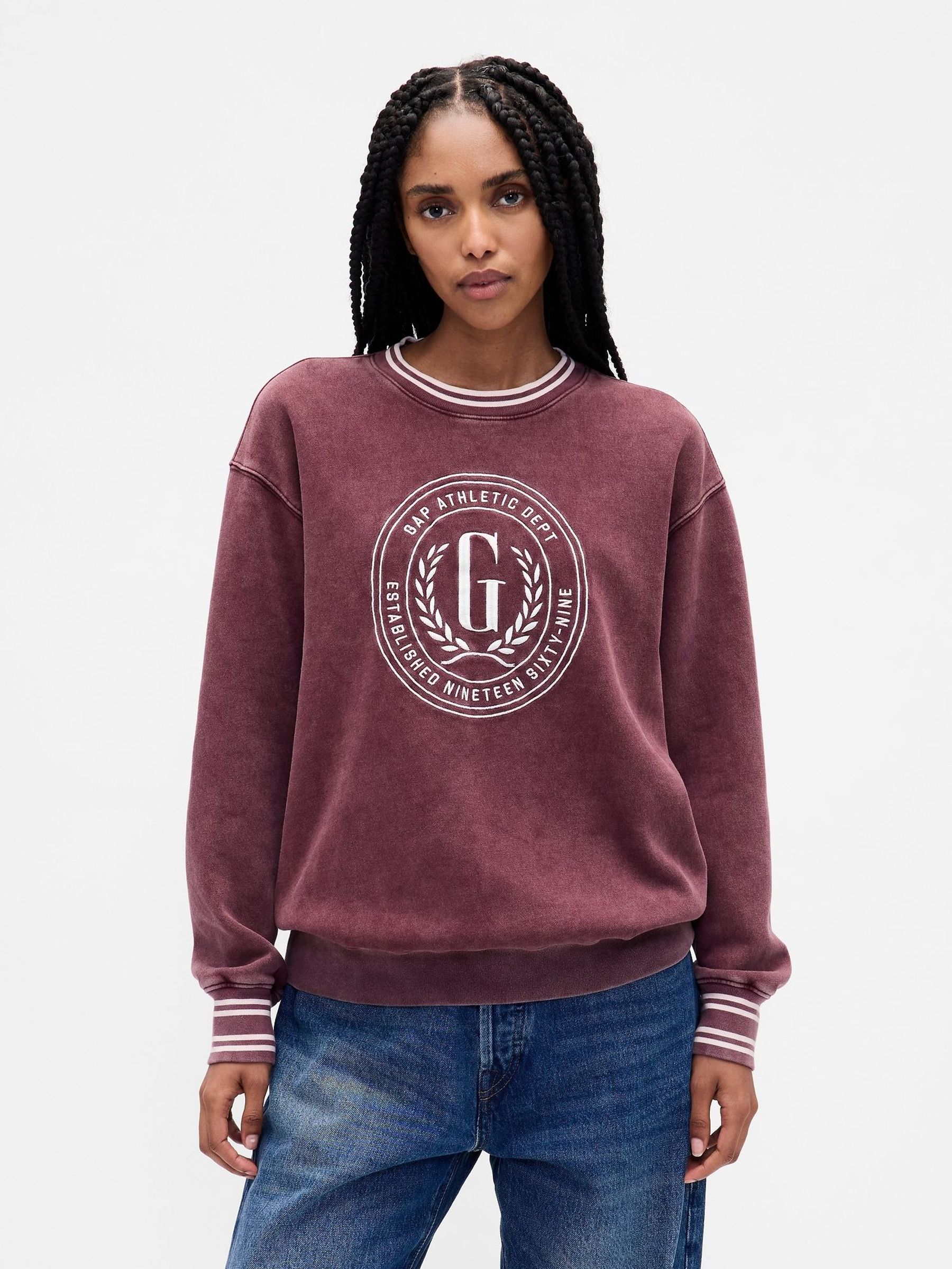 Burgundy Red Oversized VintageSoft Logo Sweatshirt (W85616) | £55