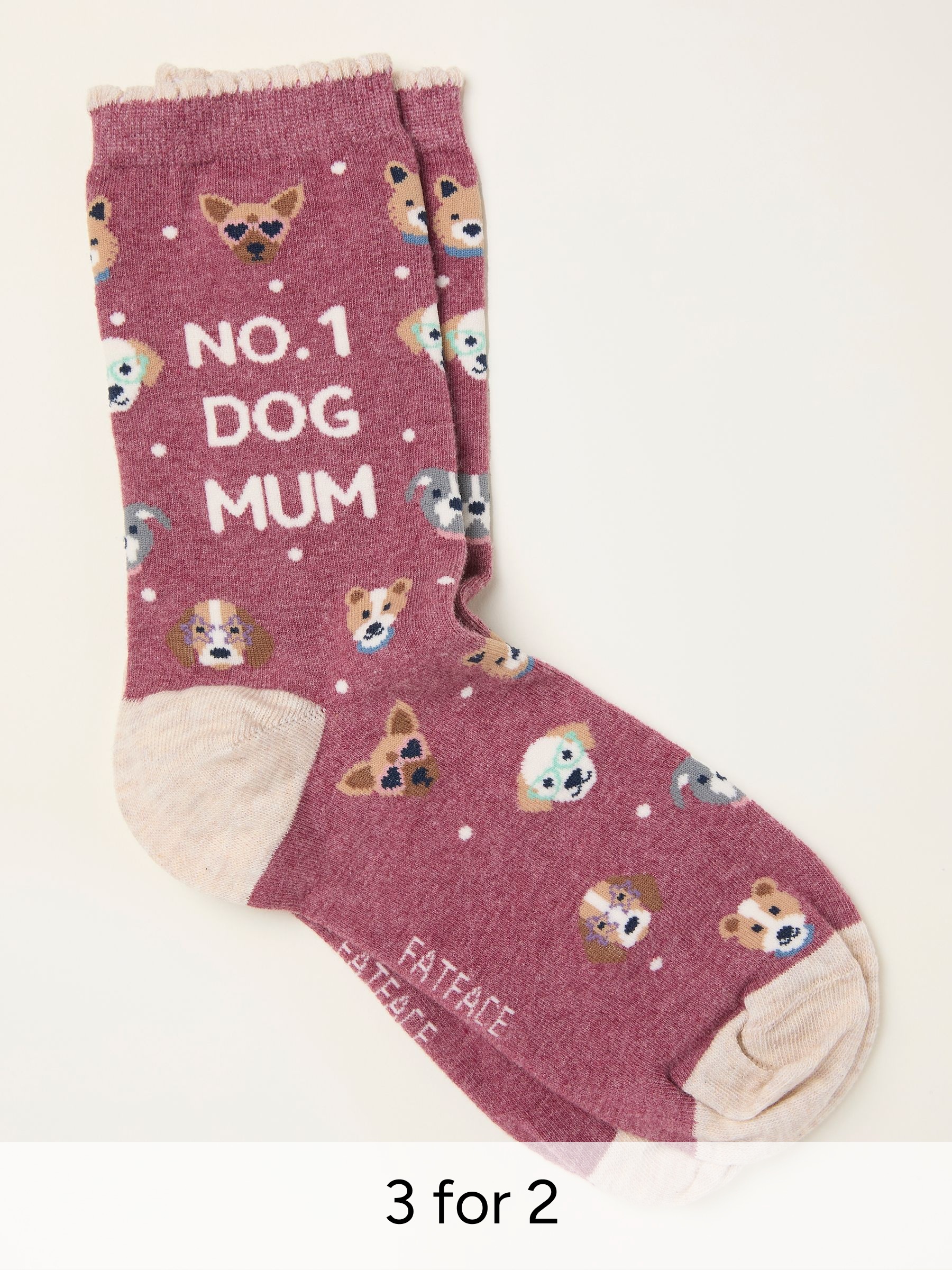 Berry Pink Dog Mum Socks (W86594) | £7.50