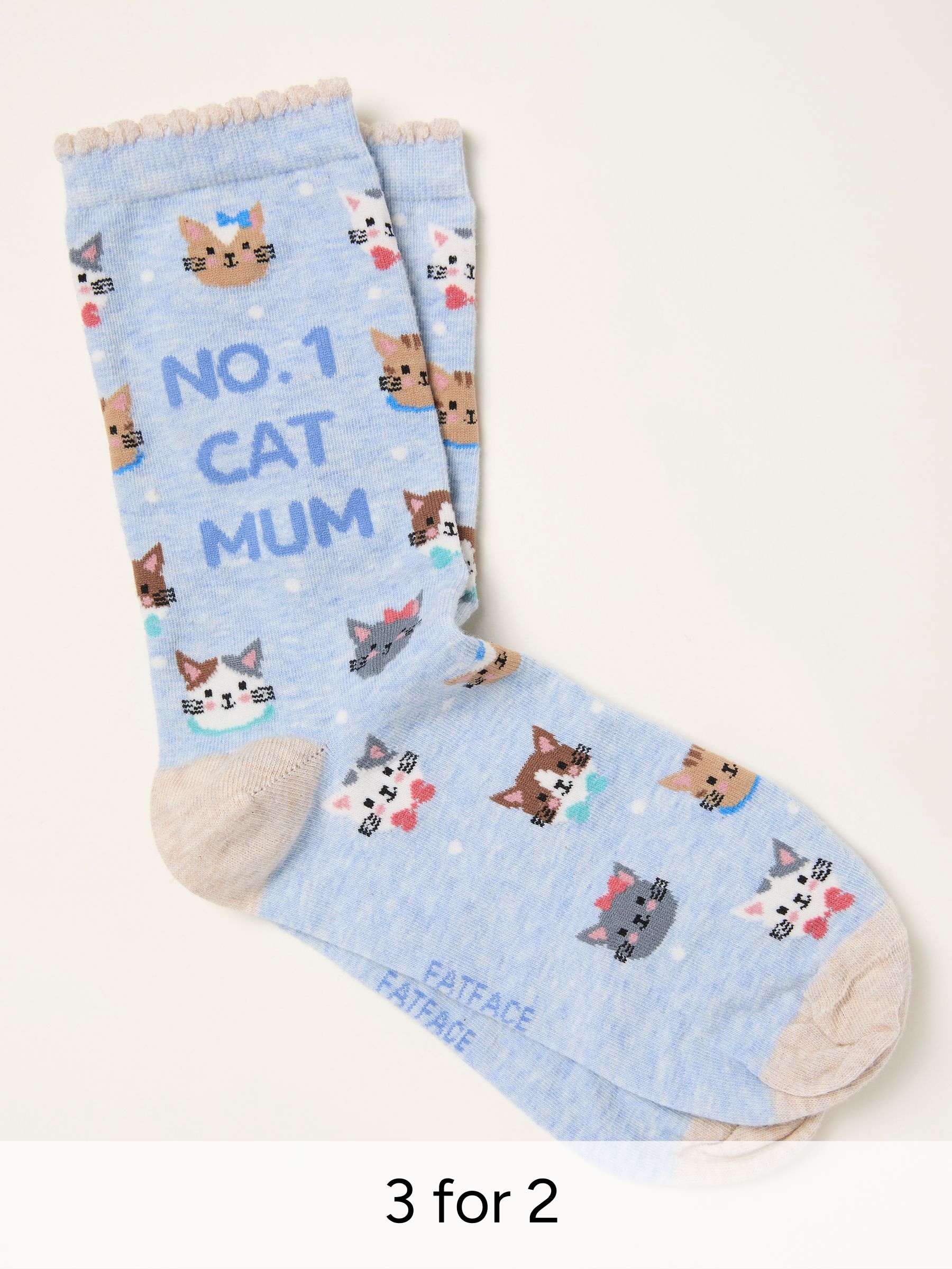 Light Blue Cat Mum Socks (W86595) | £7.50