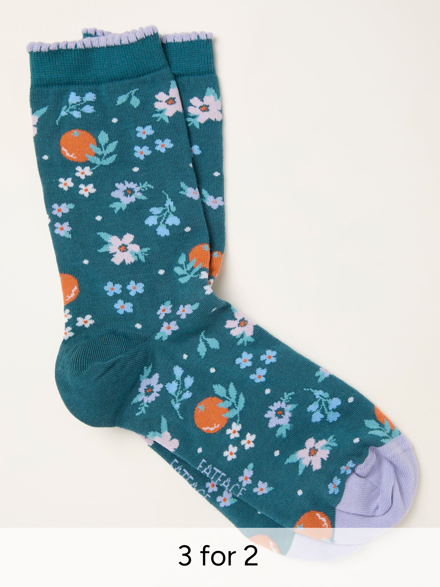 Teal Blue Oranges Socks (W86611) | £7.50