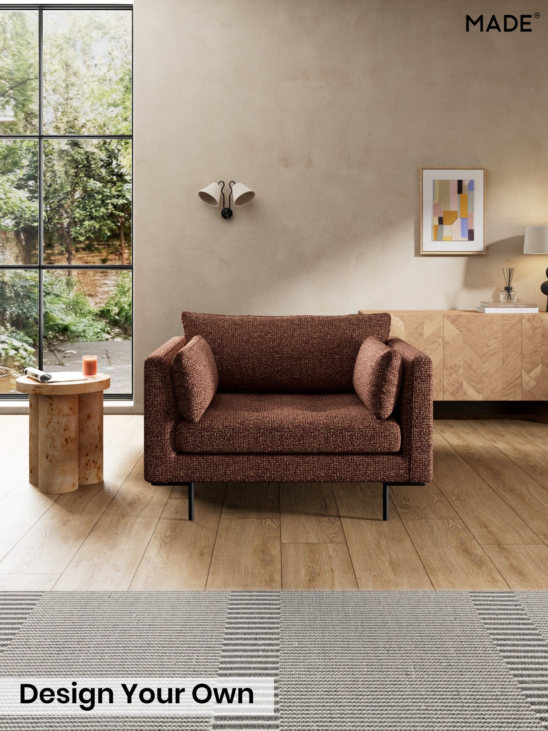 Tonal Boucle/Maroon Red and Light Caramel - Harlow By Made