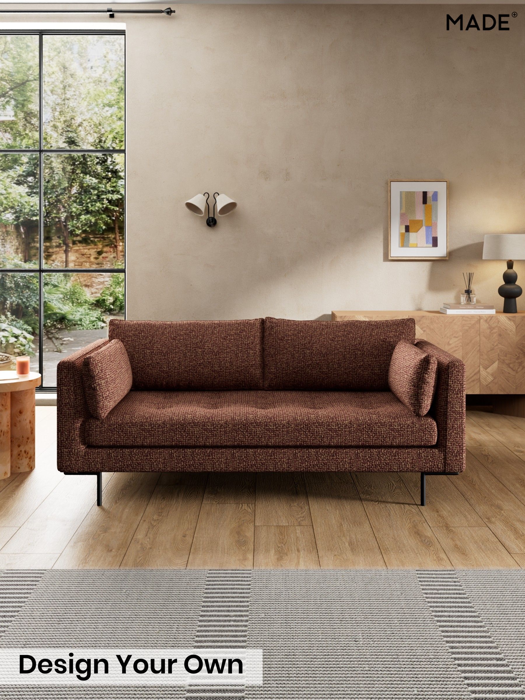 Tonal Boucle/Maroon Red and Light Caramel - Harlow By Made