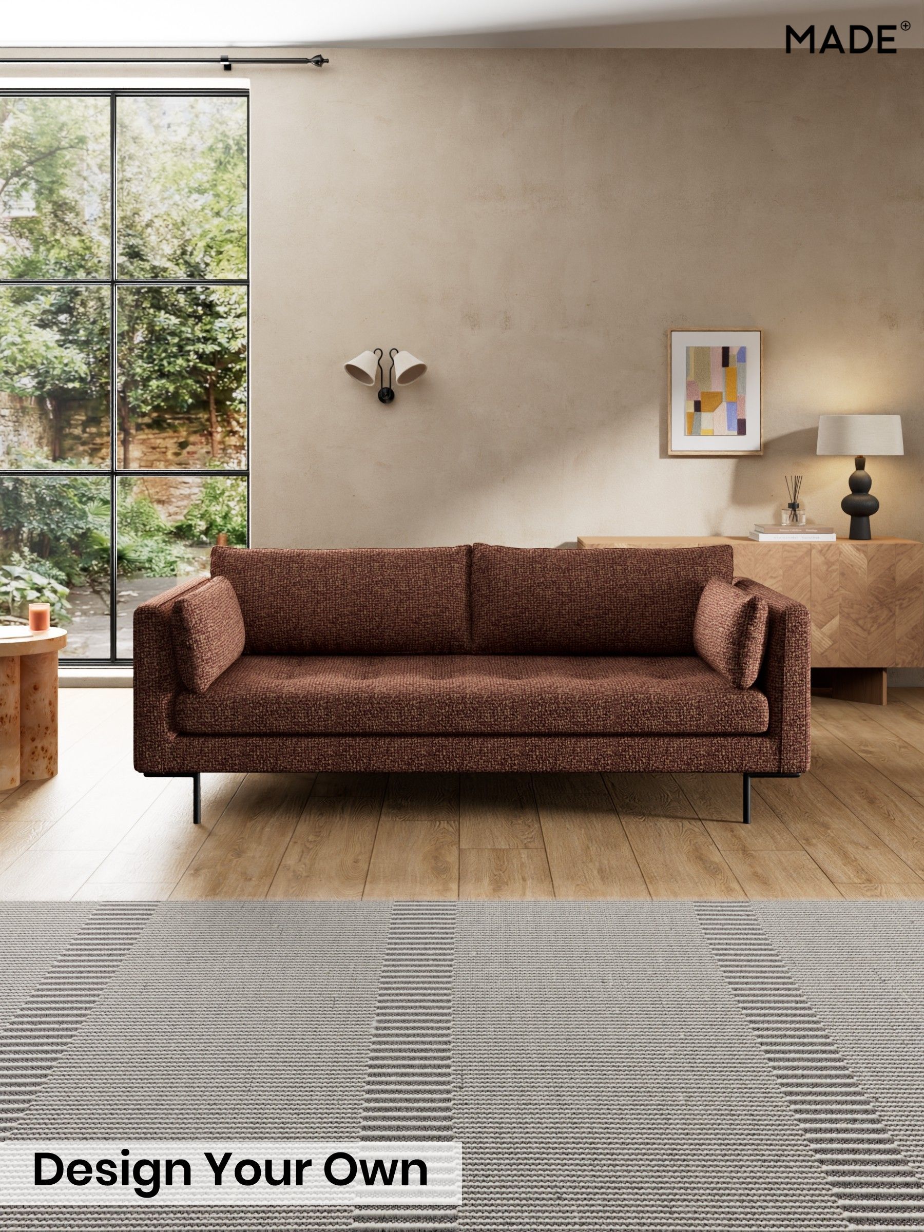 Tonal Boucle/Maroon Red and Light Caramel - Harlow By Made