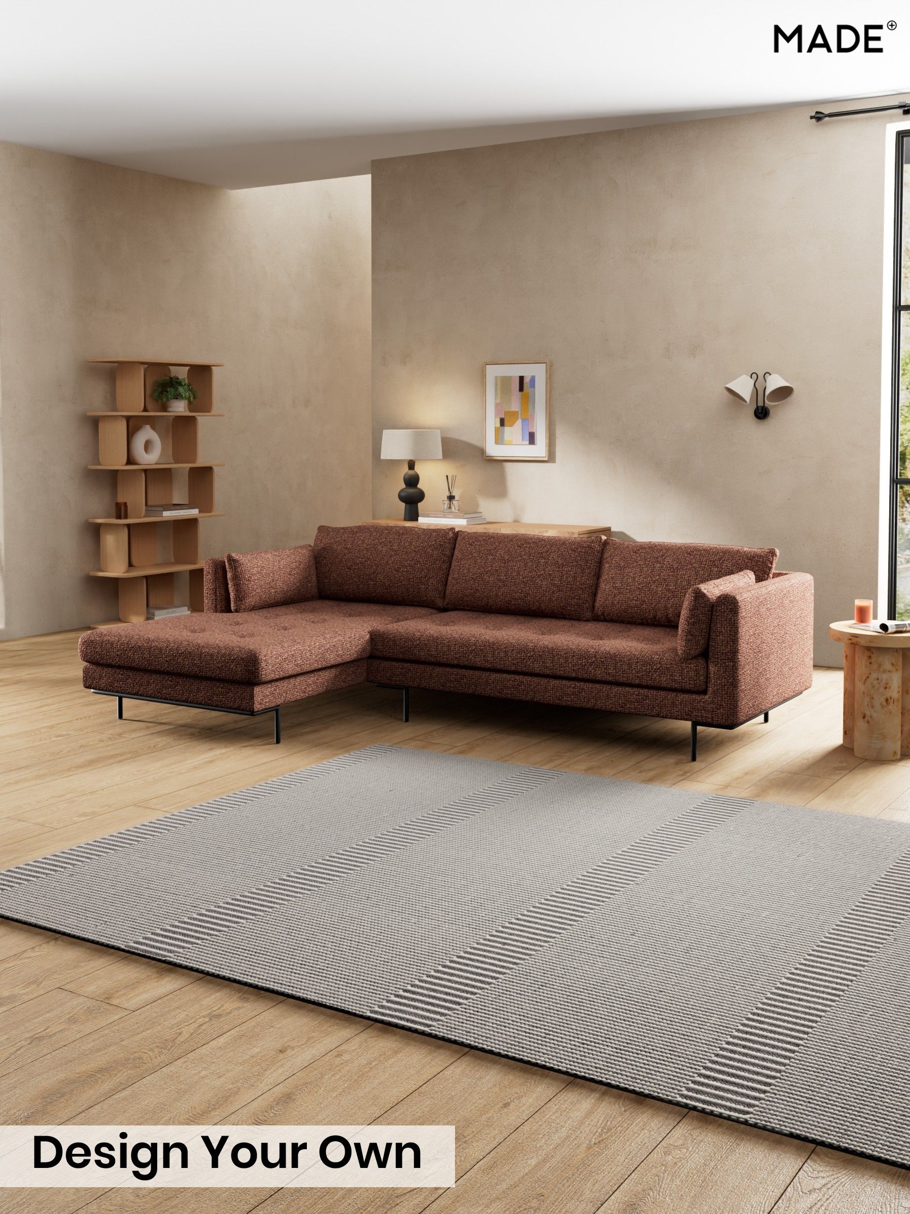 Tonal Boucle/Maroon Red and Light Caramel - Harlow By Made
