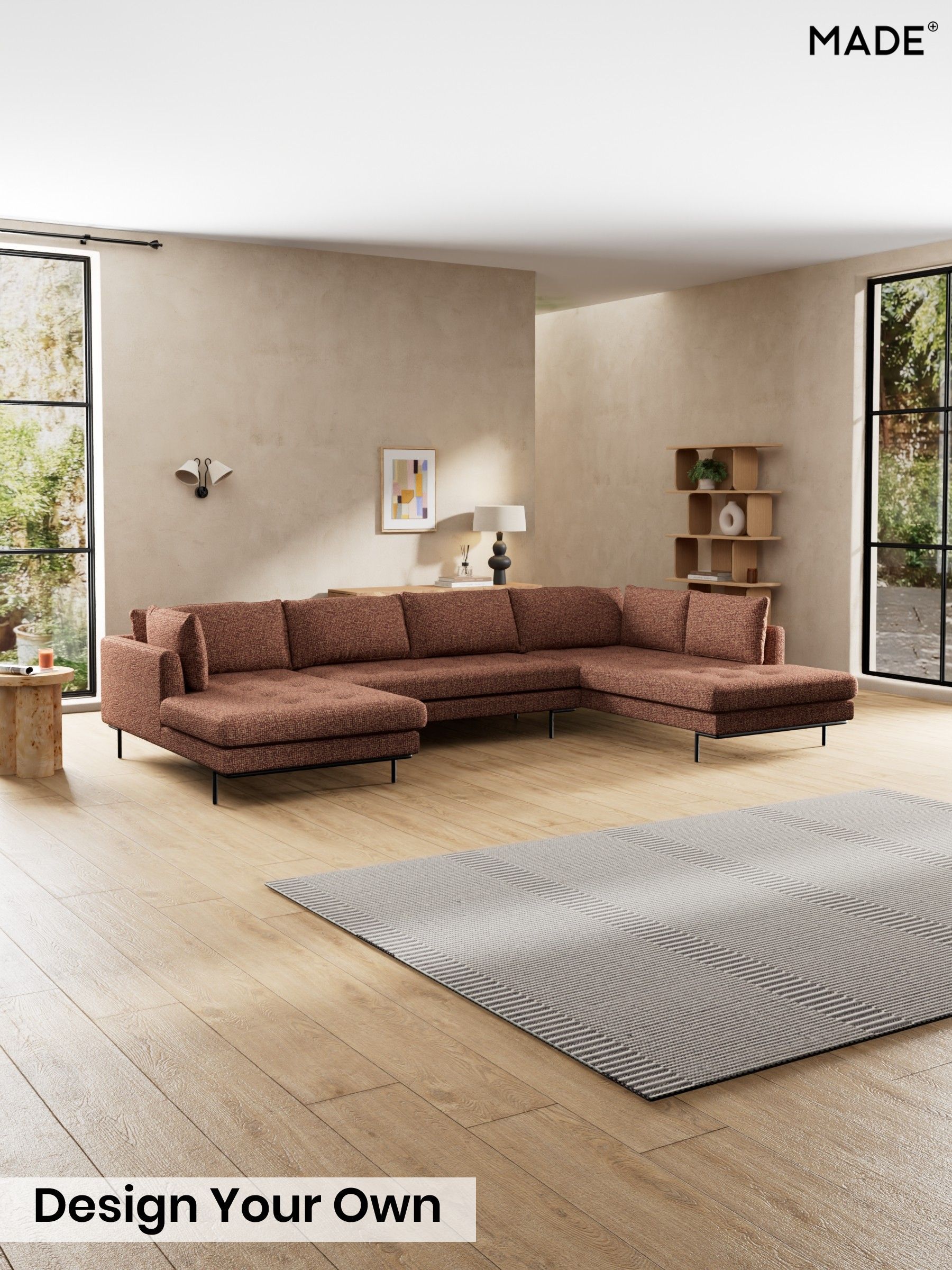 Tonal Boucle/Maroon Red and Light Caramel - Harlow By Made