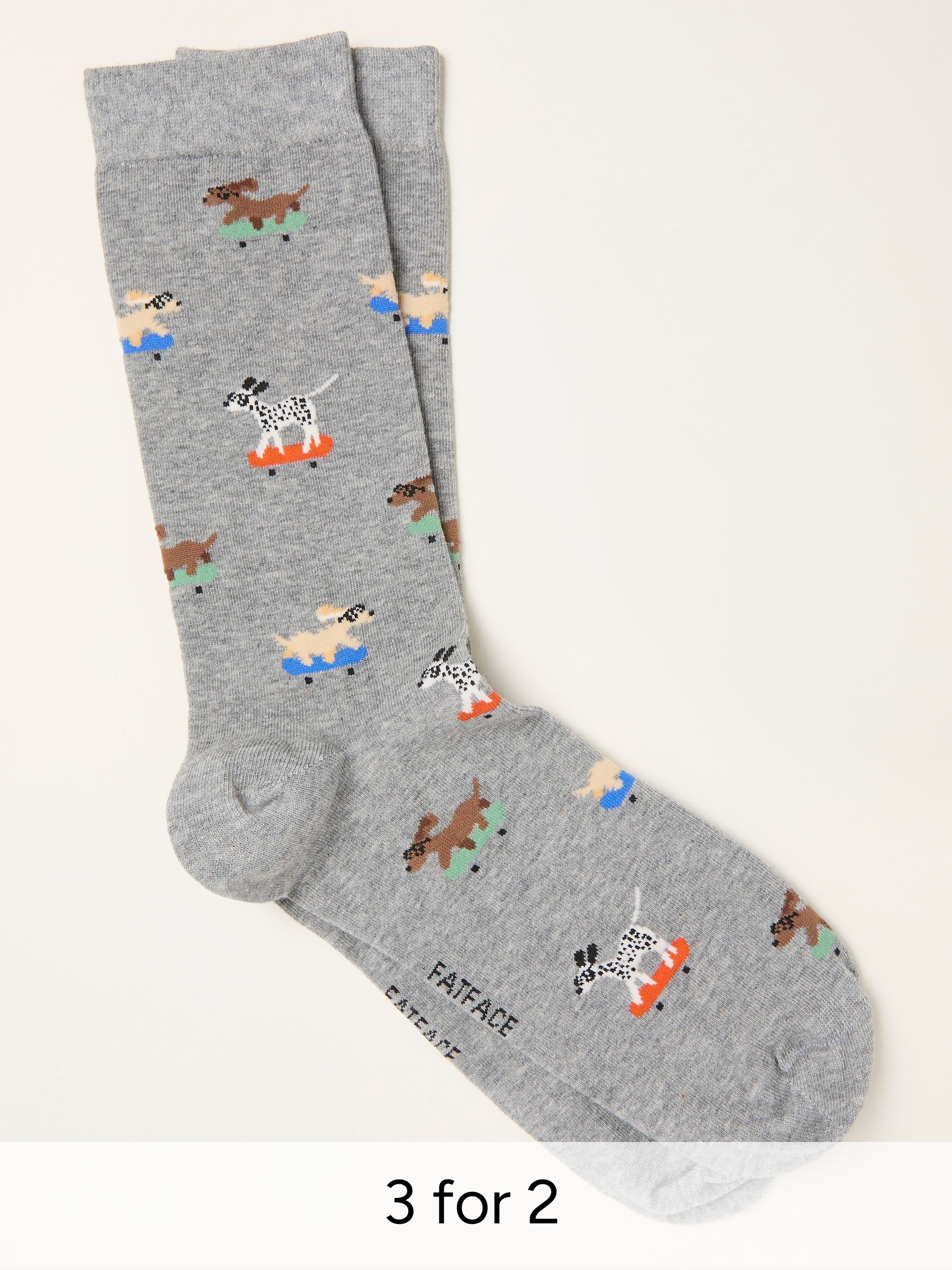 Grey Skating Dog Socks (W86679) | £7.50