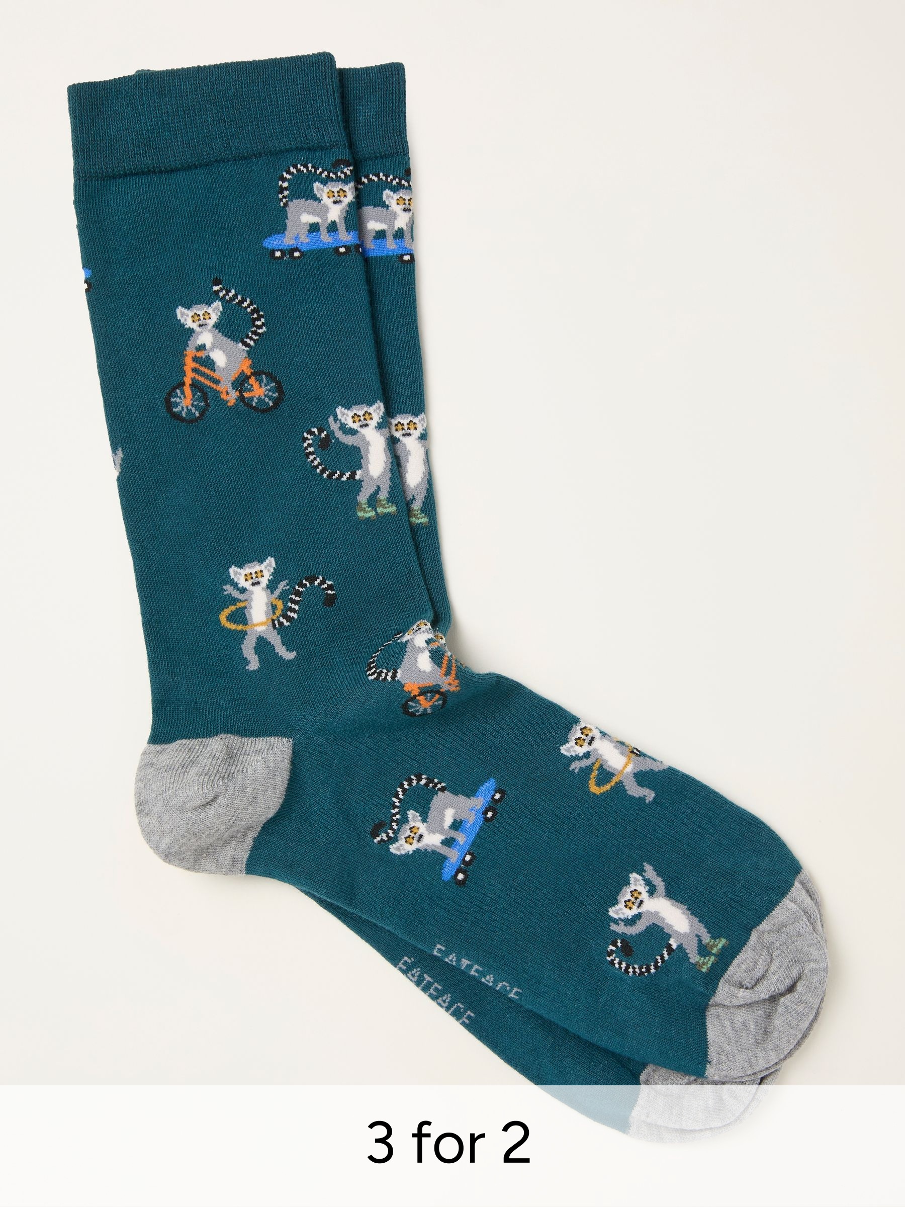 Teal Blue Lemur Socks (W86697) | £7.50