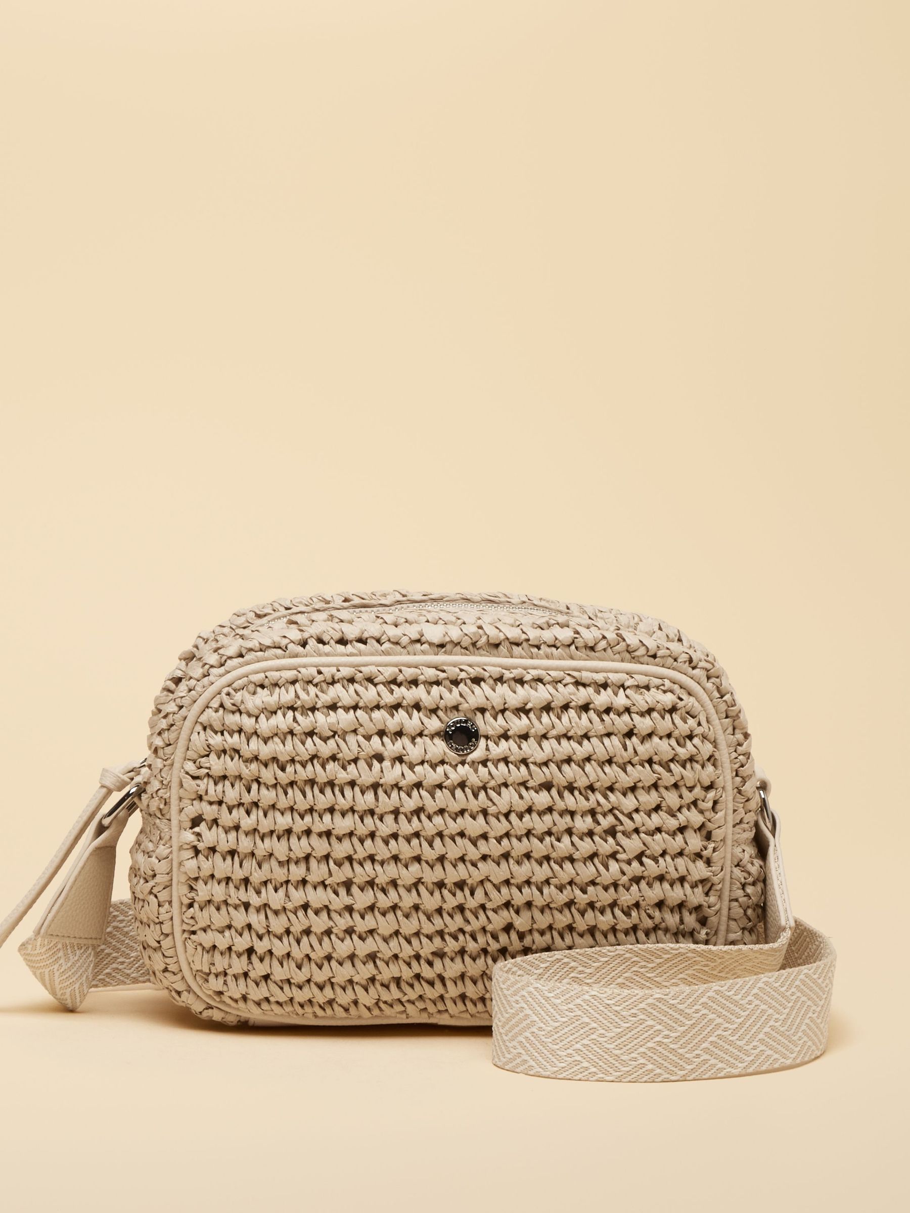 Trent Cream Straw Effect Adjustable Cross Body Bag