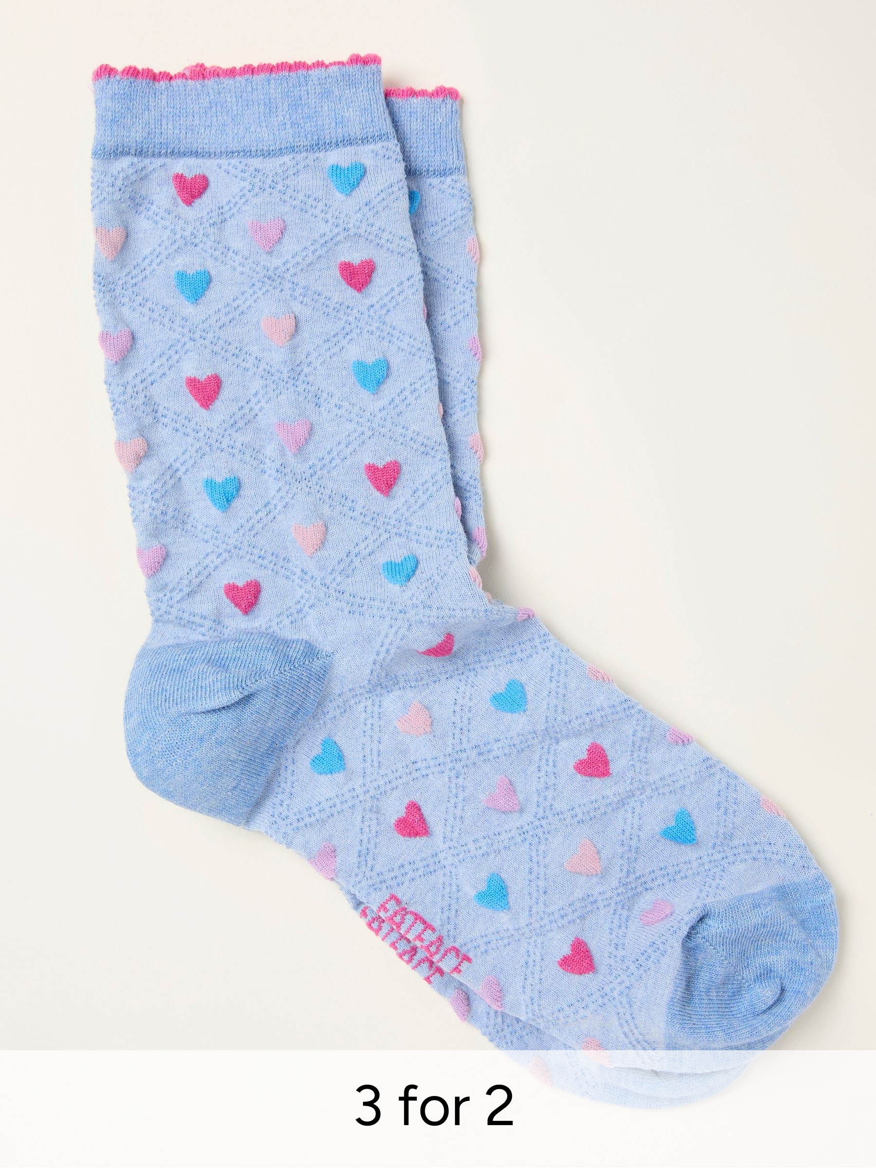 Blue Textured Heart Socks (W88693) | £7.50