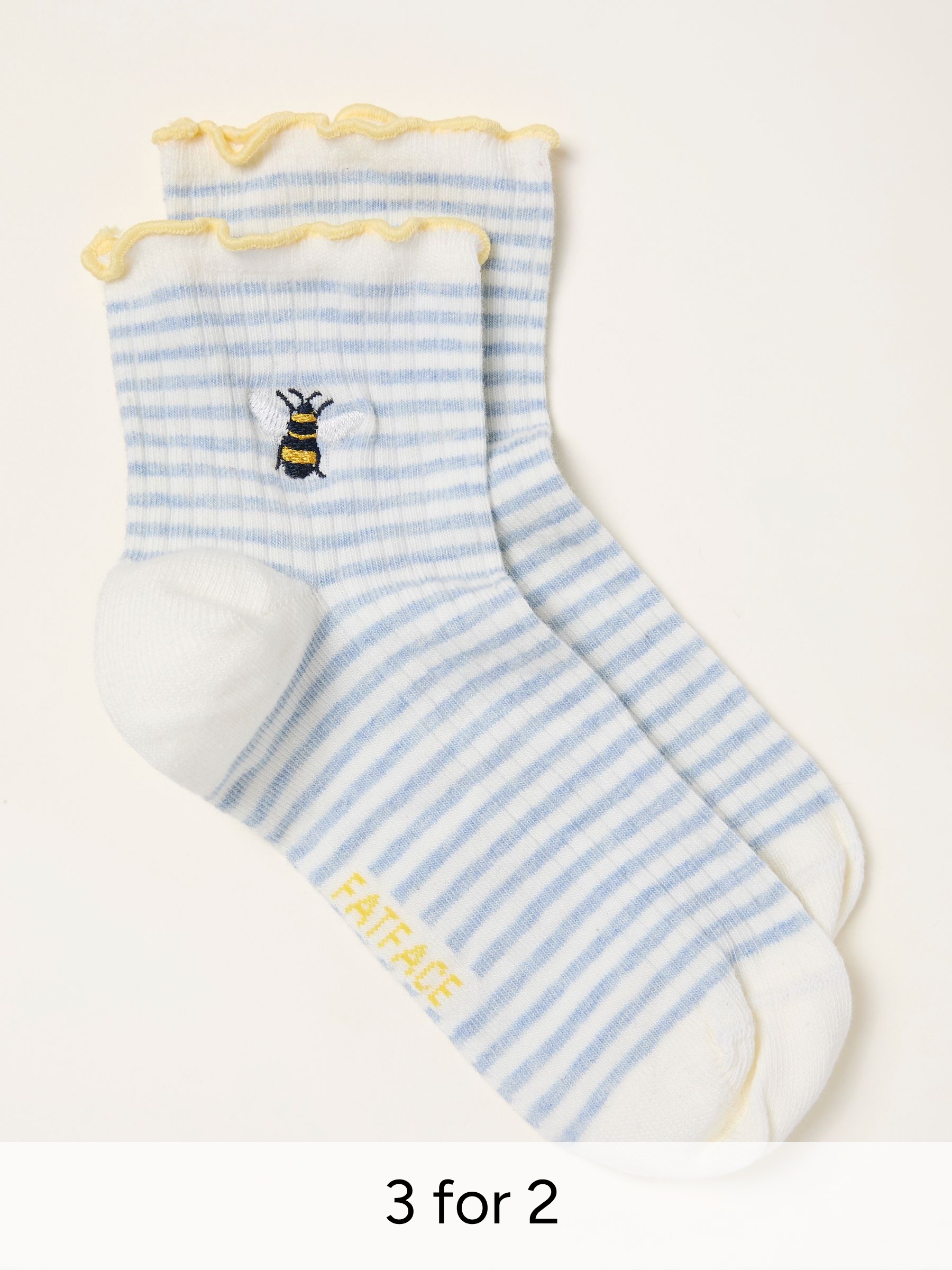 Grey Embroidered Bee Socks (W88695) | £7.50