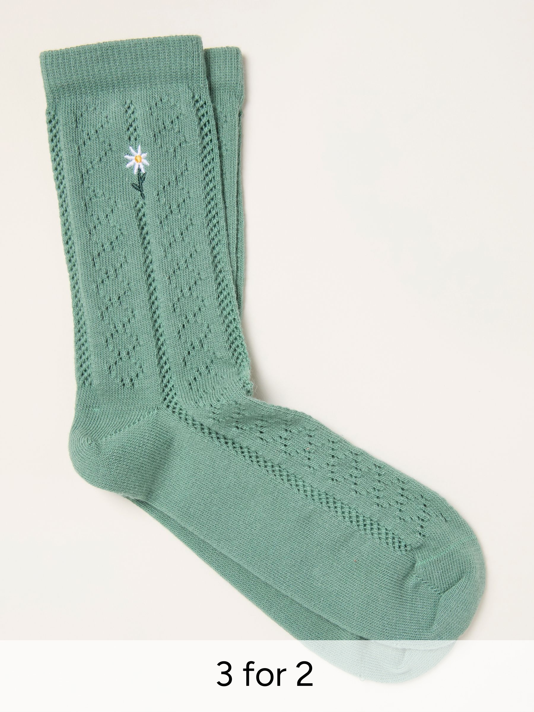 Green Floral Pointelle Socks (W88697) | £7.50