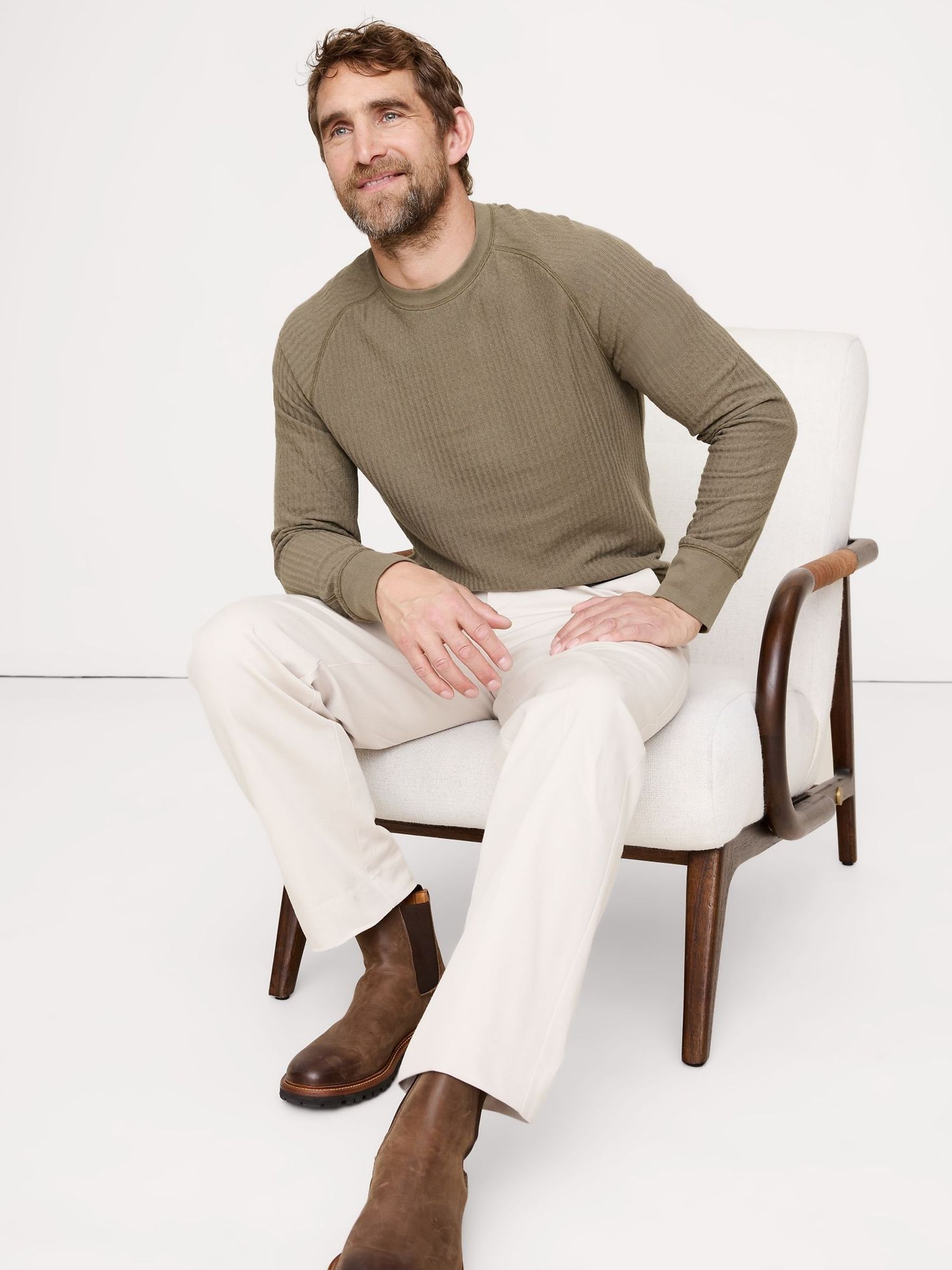 Banana Republic Green Slub Double-Knit Zig-Zag Sweatshirt (W89552) | £40