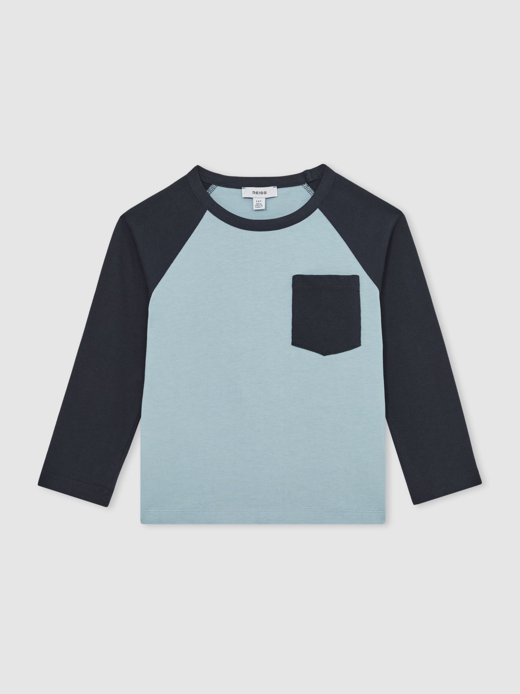13-14 yrs Cotton Colour-Block Long-Sleeve T-Shirt in Navy Blue (W90075) | £24