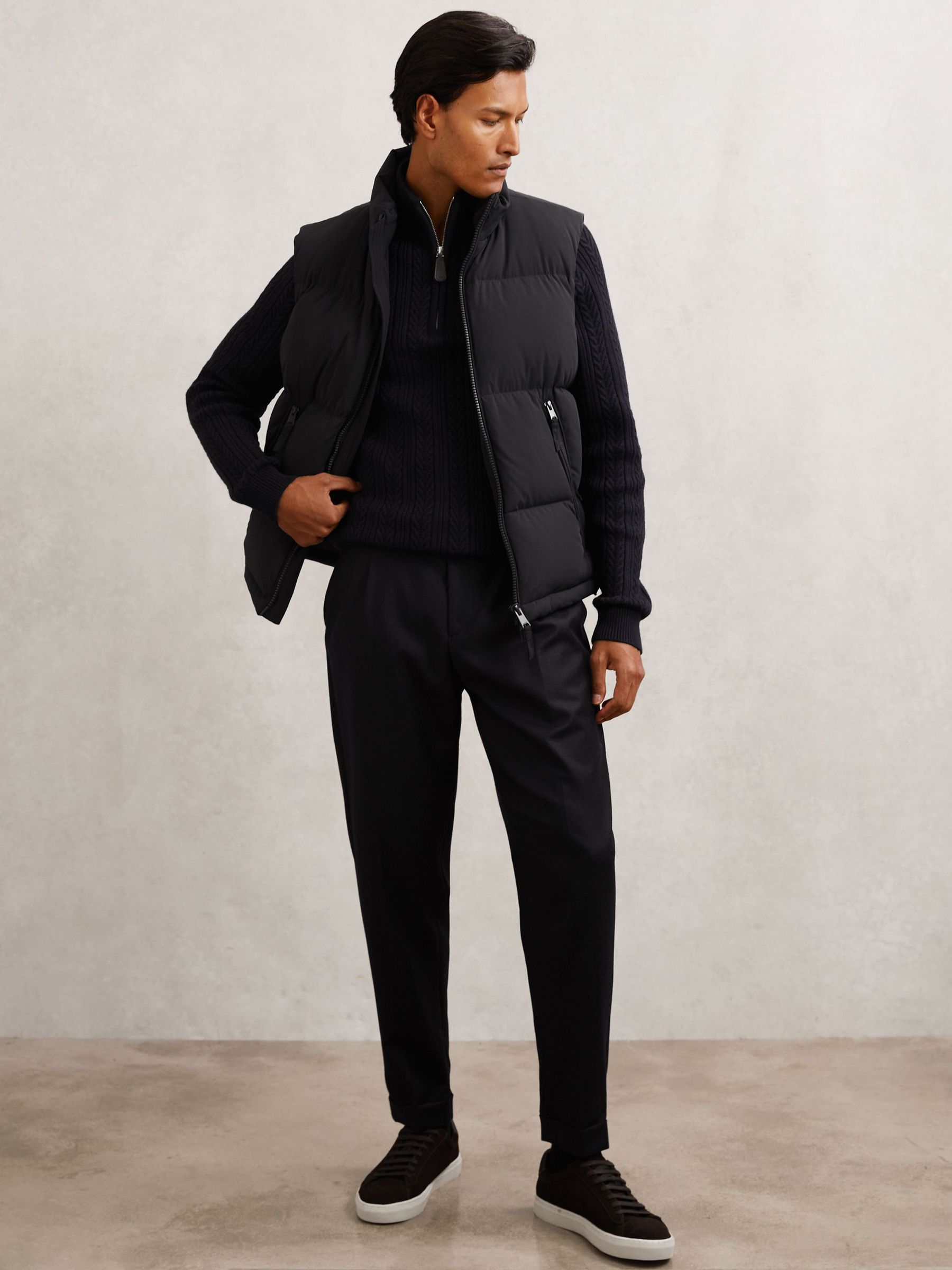 Quilted Zip-Through Puffer Gilet in Navy (W90601) | £238