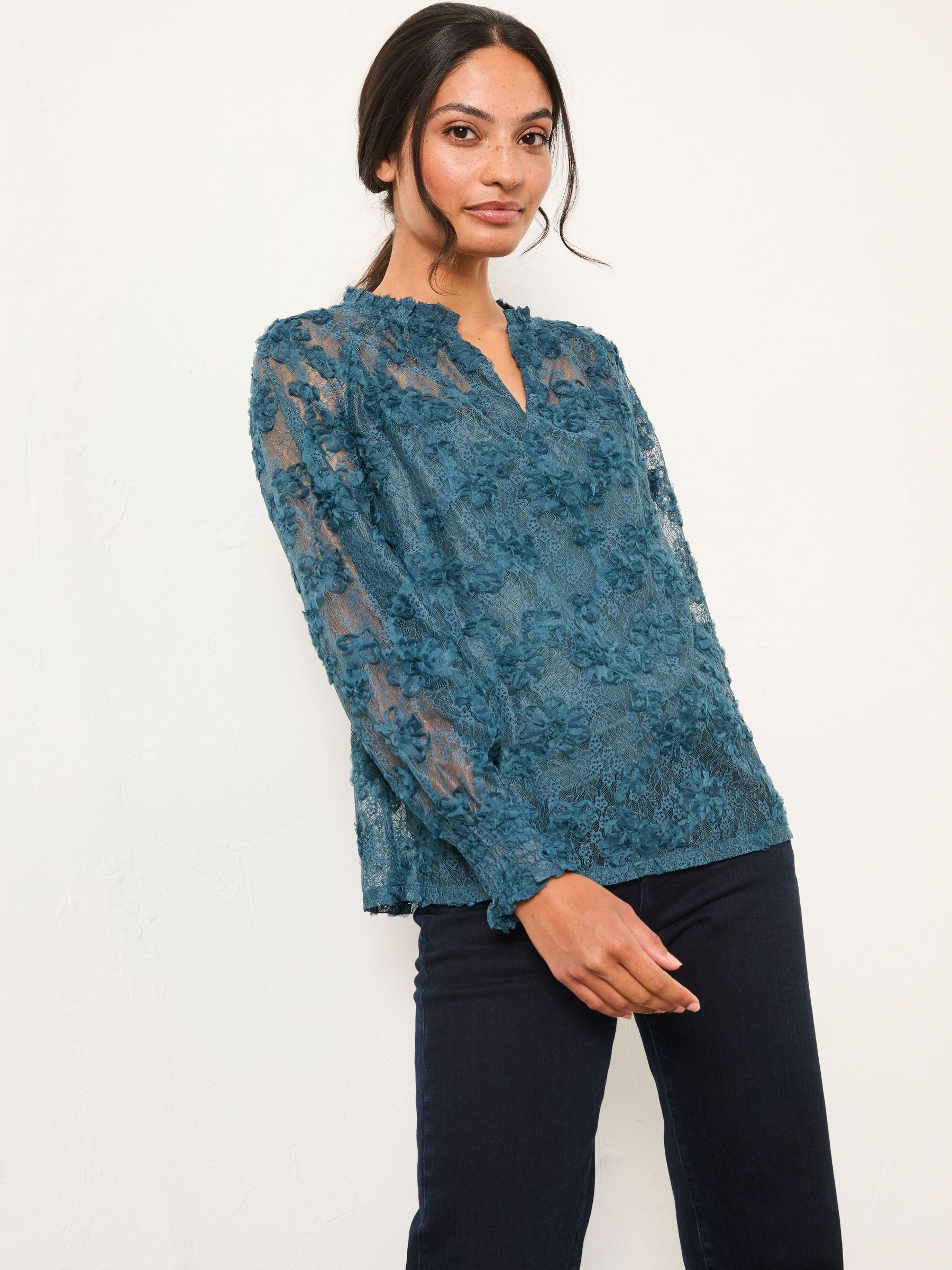 Flo Blue Navy Lace Top (W92054) | £52