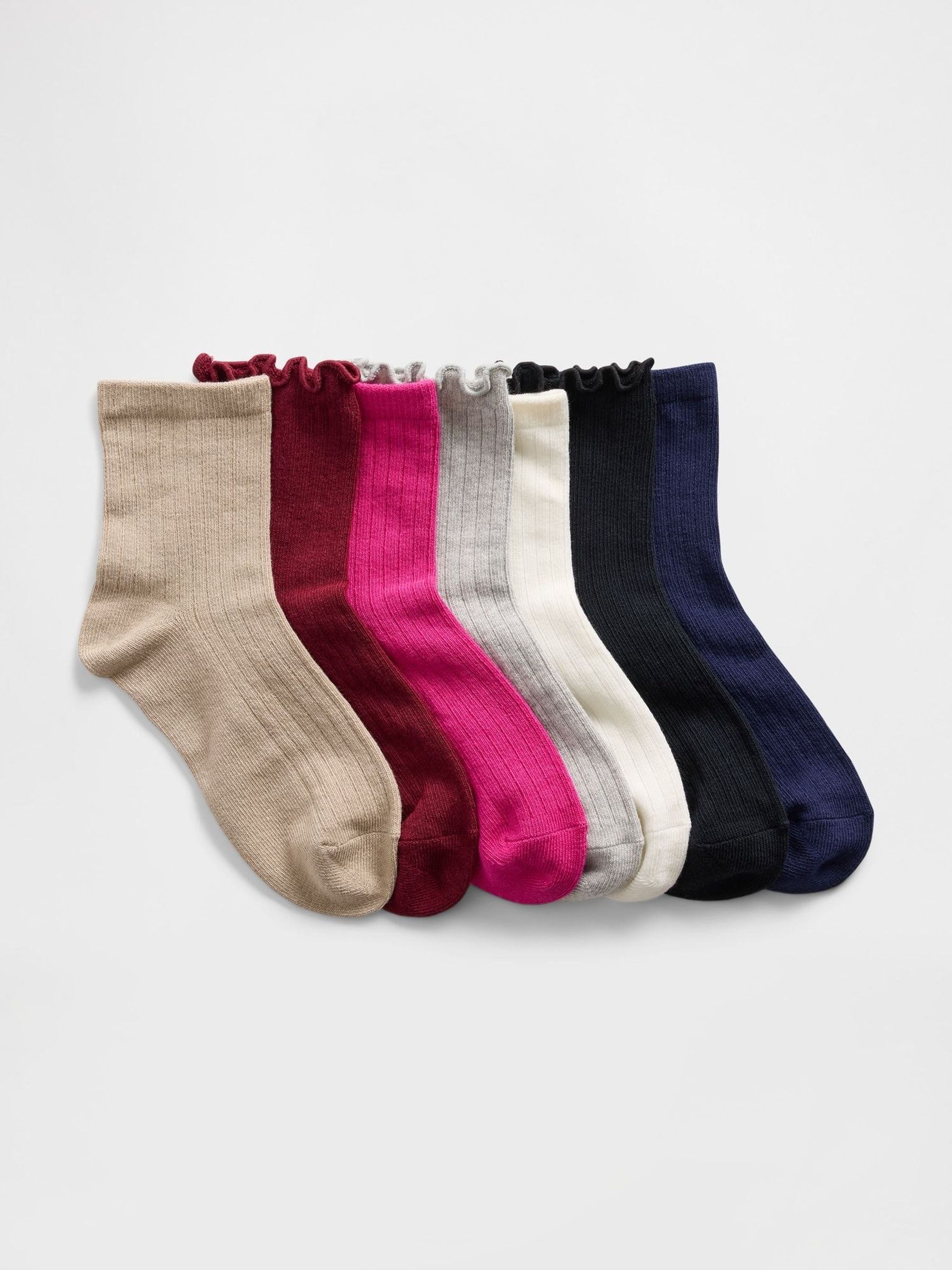 Black/White/Red Rib Crew Socks 7 Pack (W92200) | £18