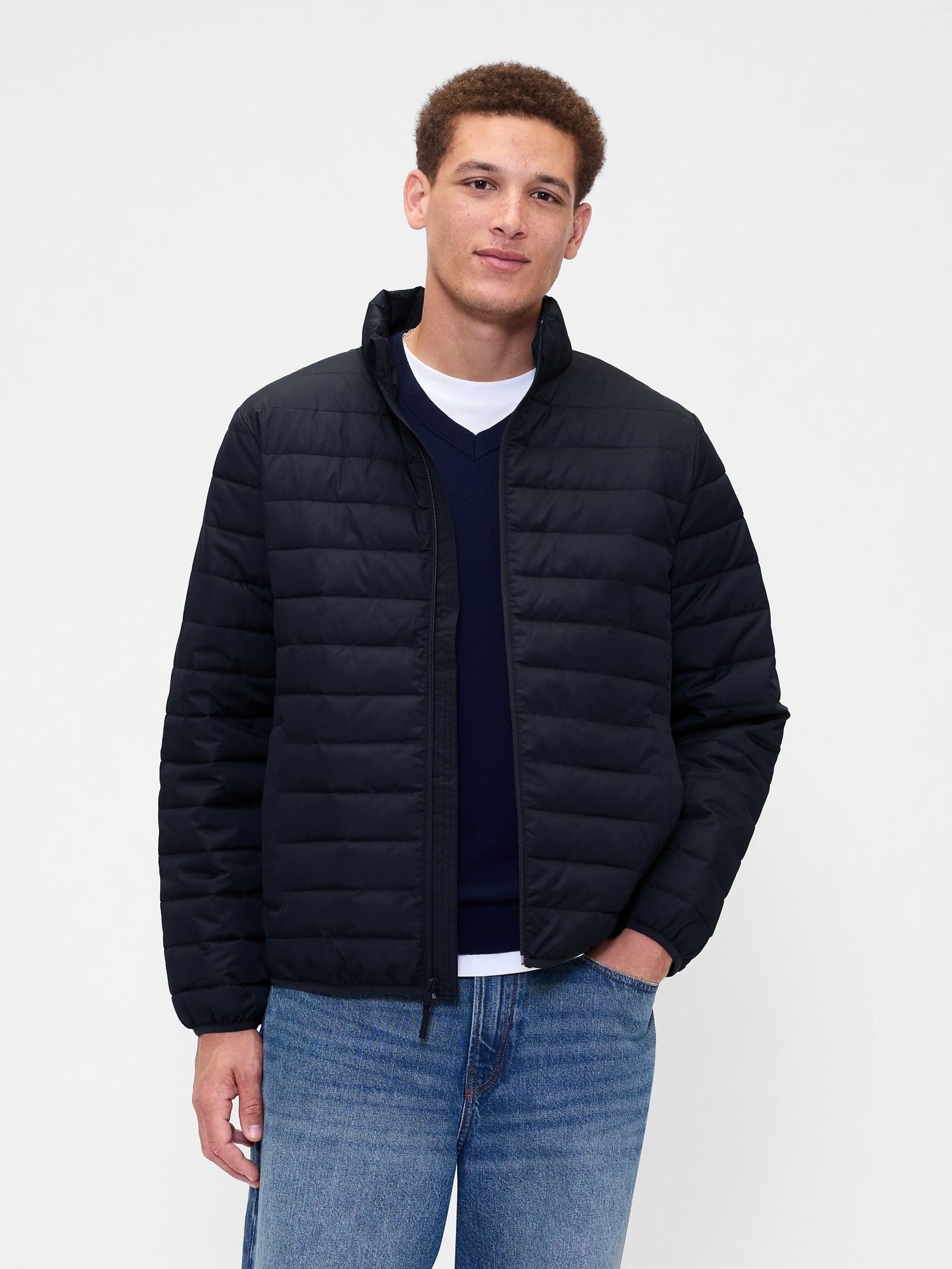 Navy Relaxed Cold Control Puffer Jacket (W92205) | £50