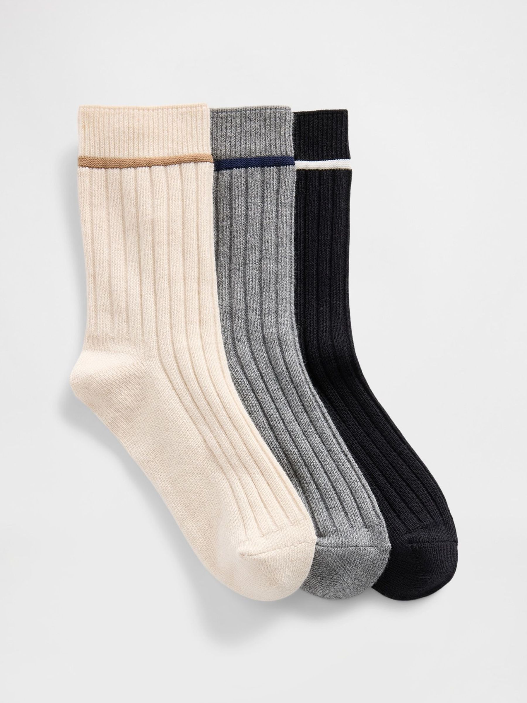 Multi Rib Crew Socks 3 Pack (W92216) | £10