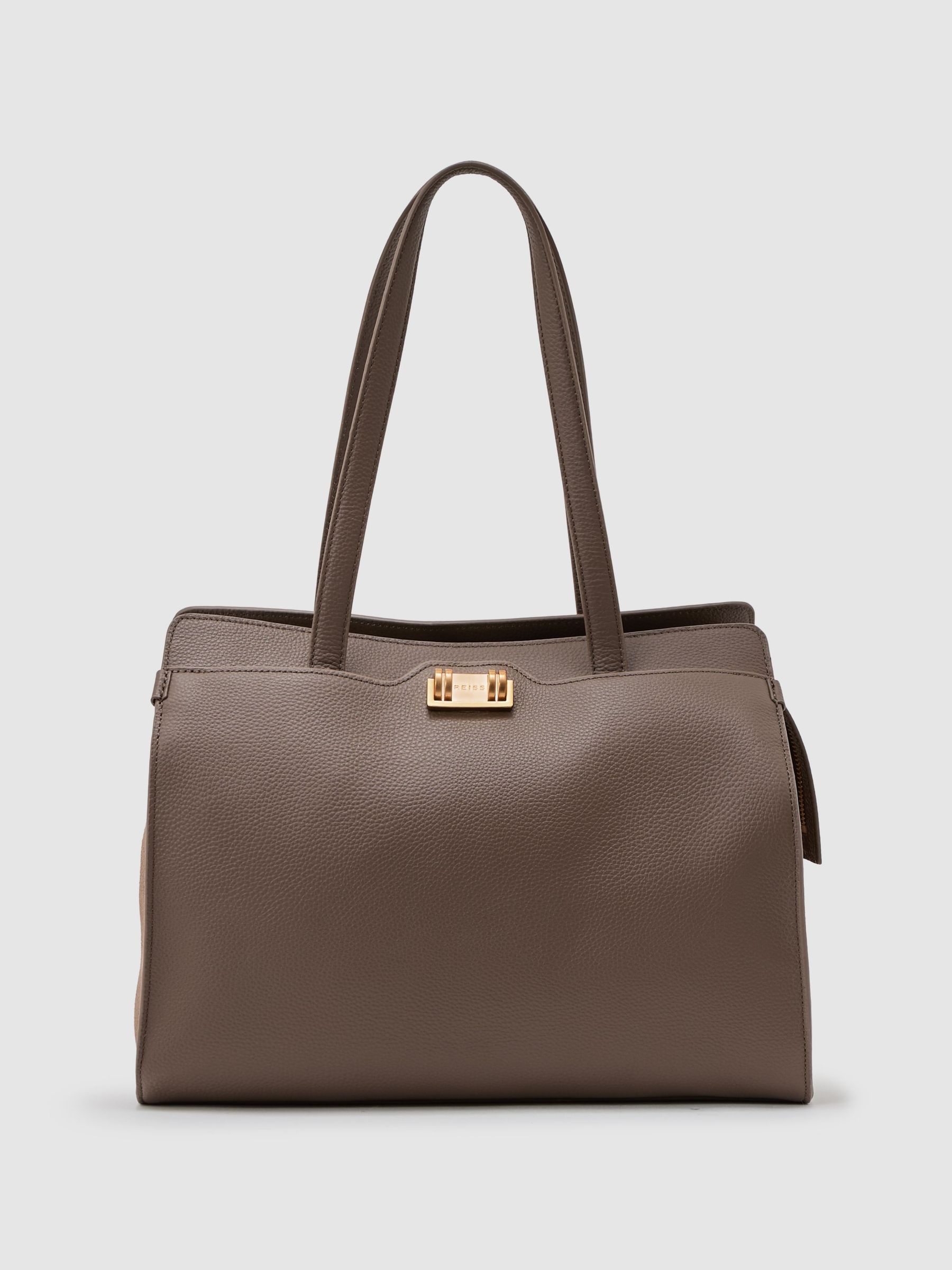 Grained Leather Tote Bag in Taupe (W95885) | £248