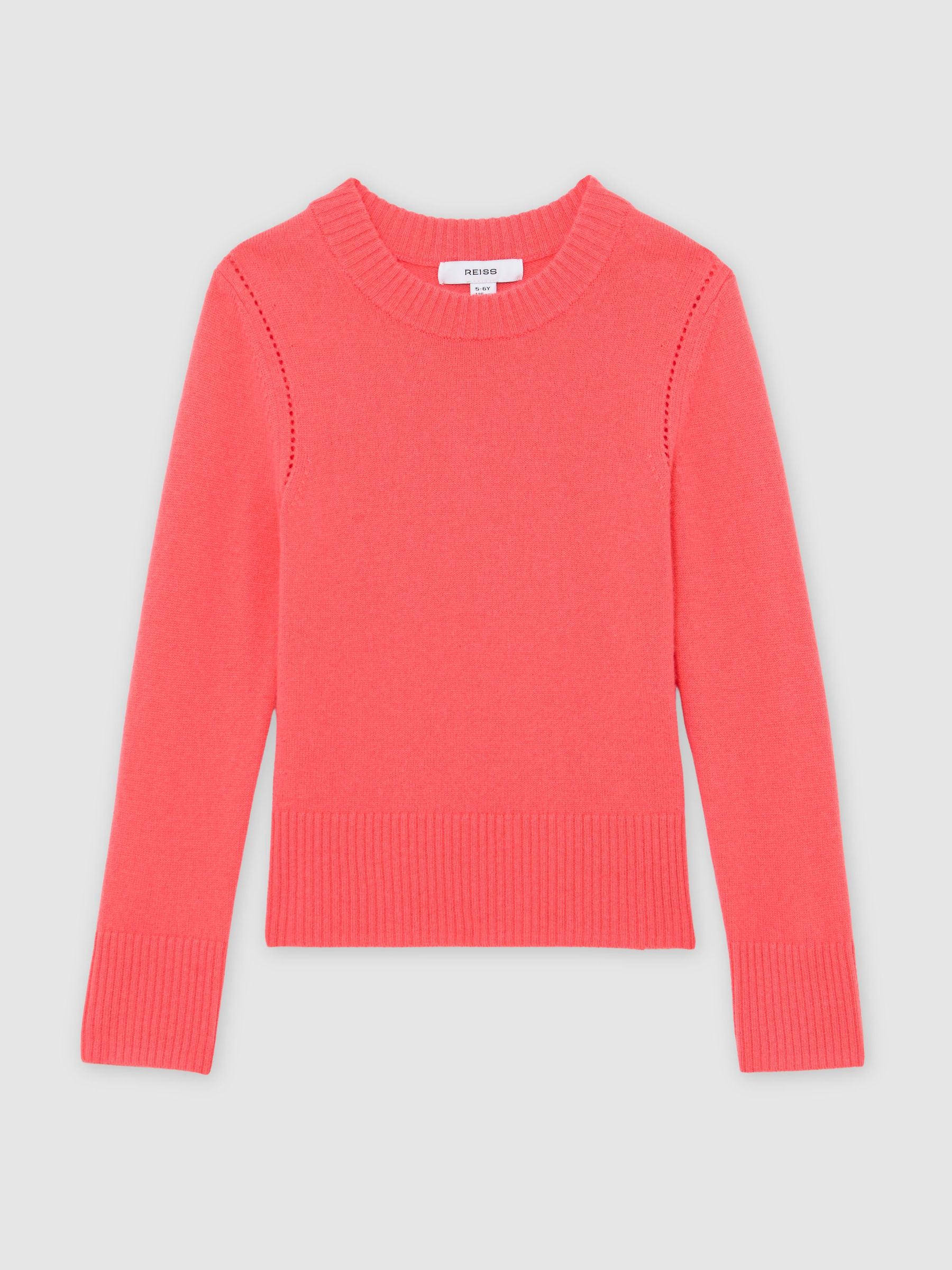 Wool-Blend Open-Stitch Jumper with Cashmere in Coral (W95894) | £46