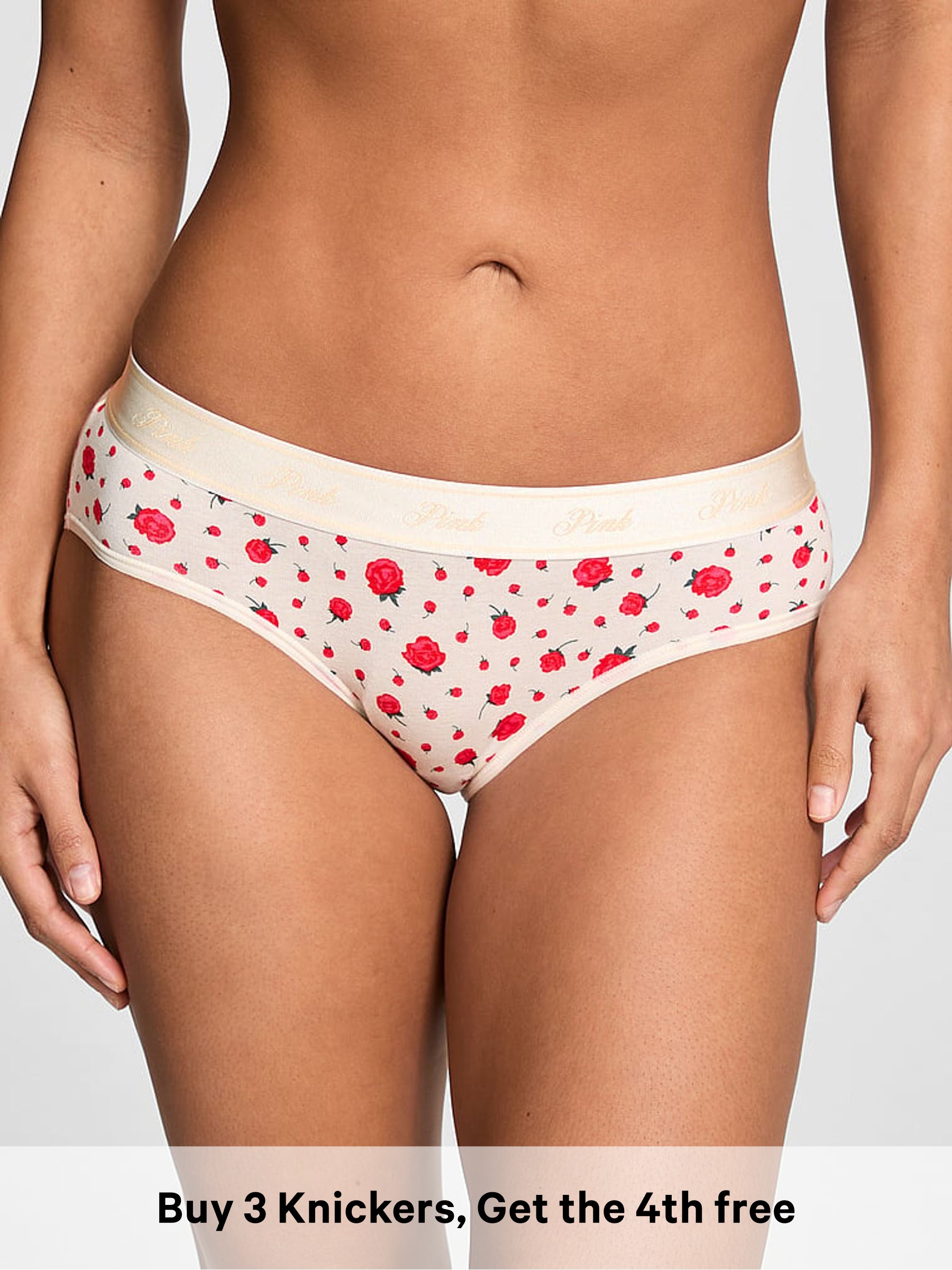 Winter White Roses Hipster Cotton Logo Knickers (W96033) | £10