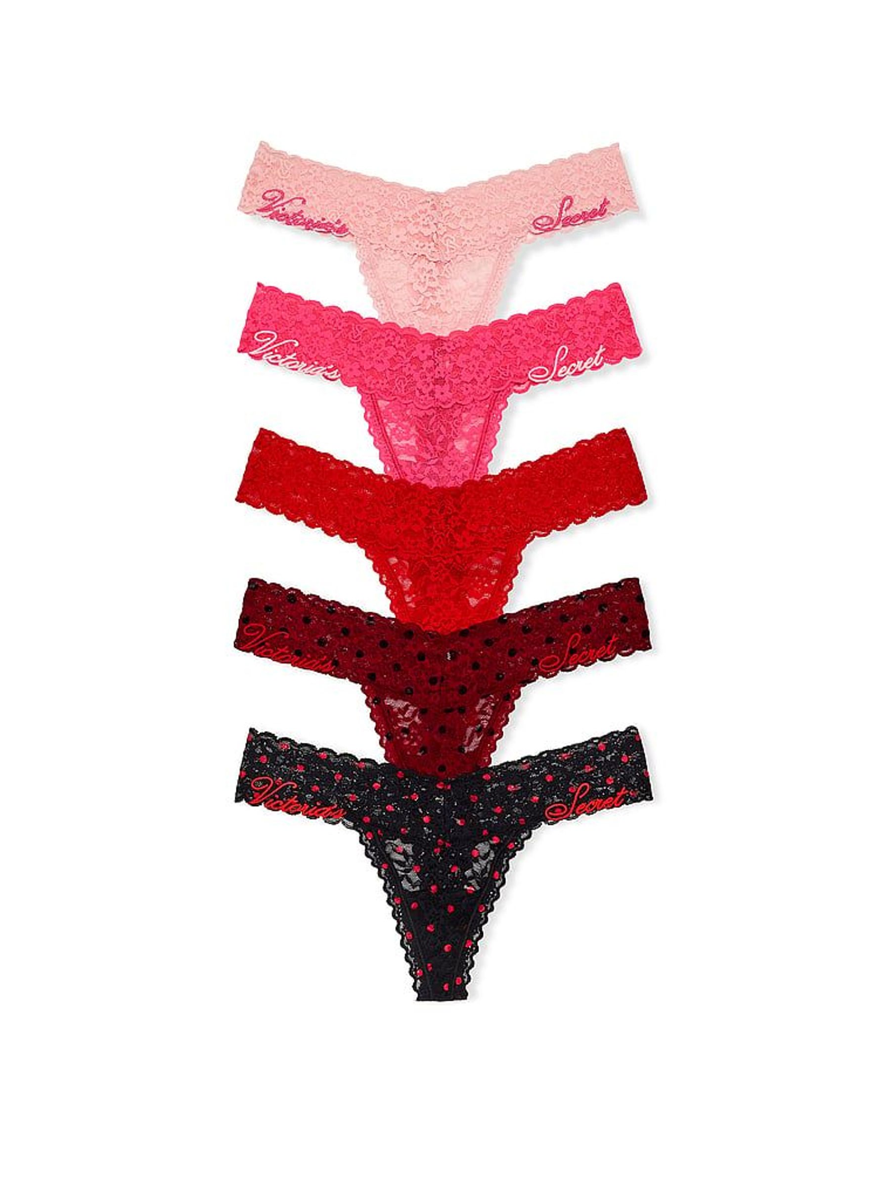 Pink/Red/Black Thong 5 Pack Knickers (W96080) | £26