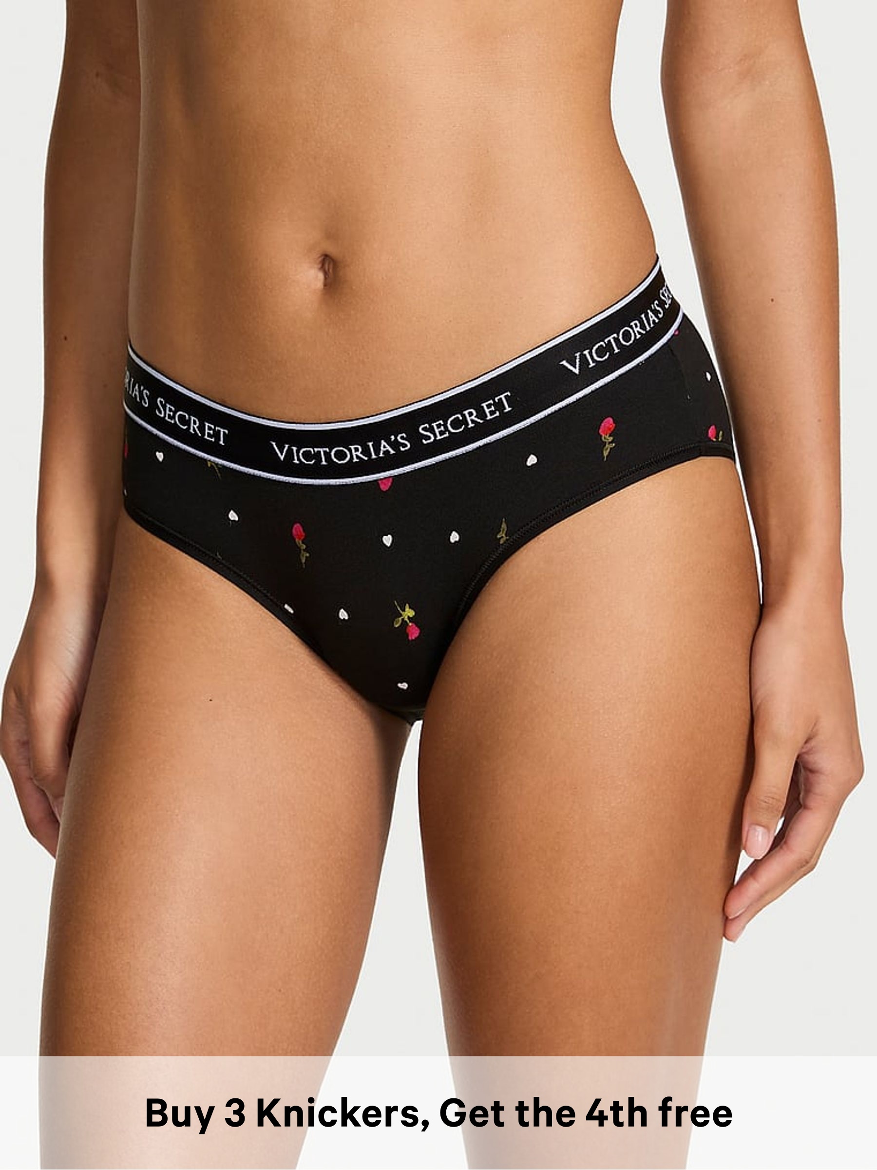 Black Ditsy Rose Hipster Logo Knickers (W96204) | £9