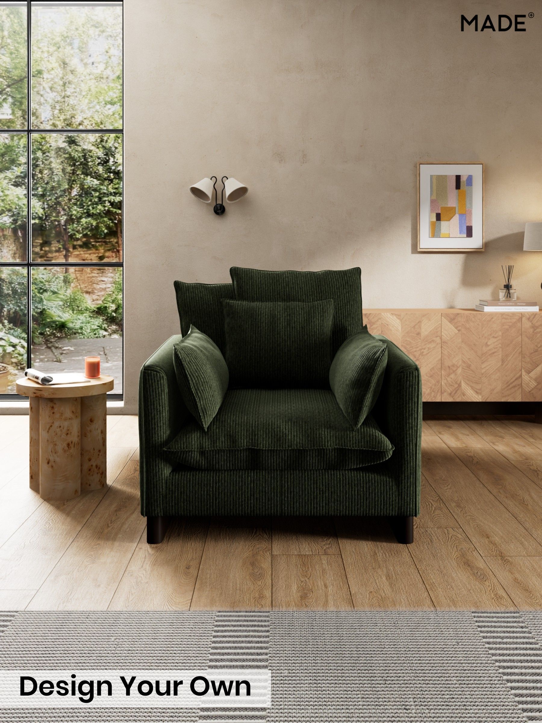 Matt Corduroy/Fennel Green - Whitby Scatter Back By Made