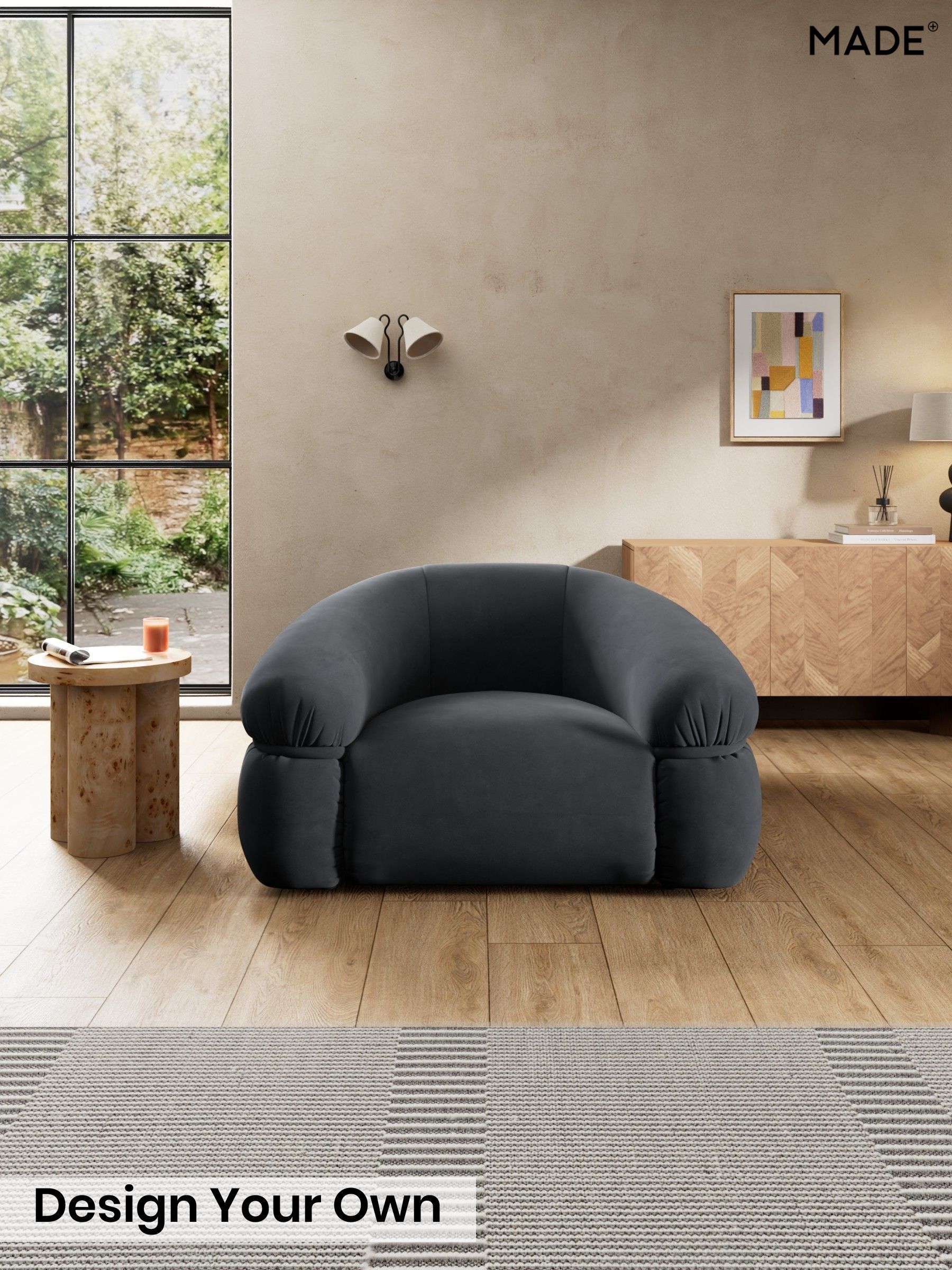 Matt Velvet Easy Clean/Charcoal Grey - Soma By Made