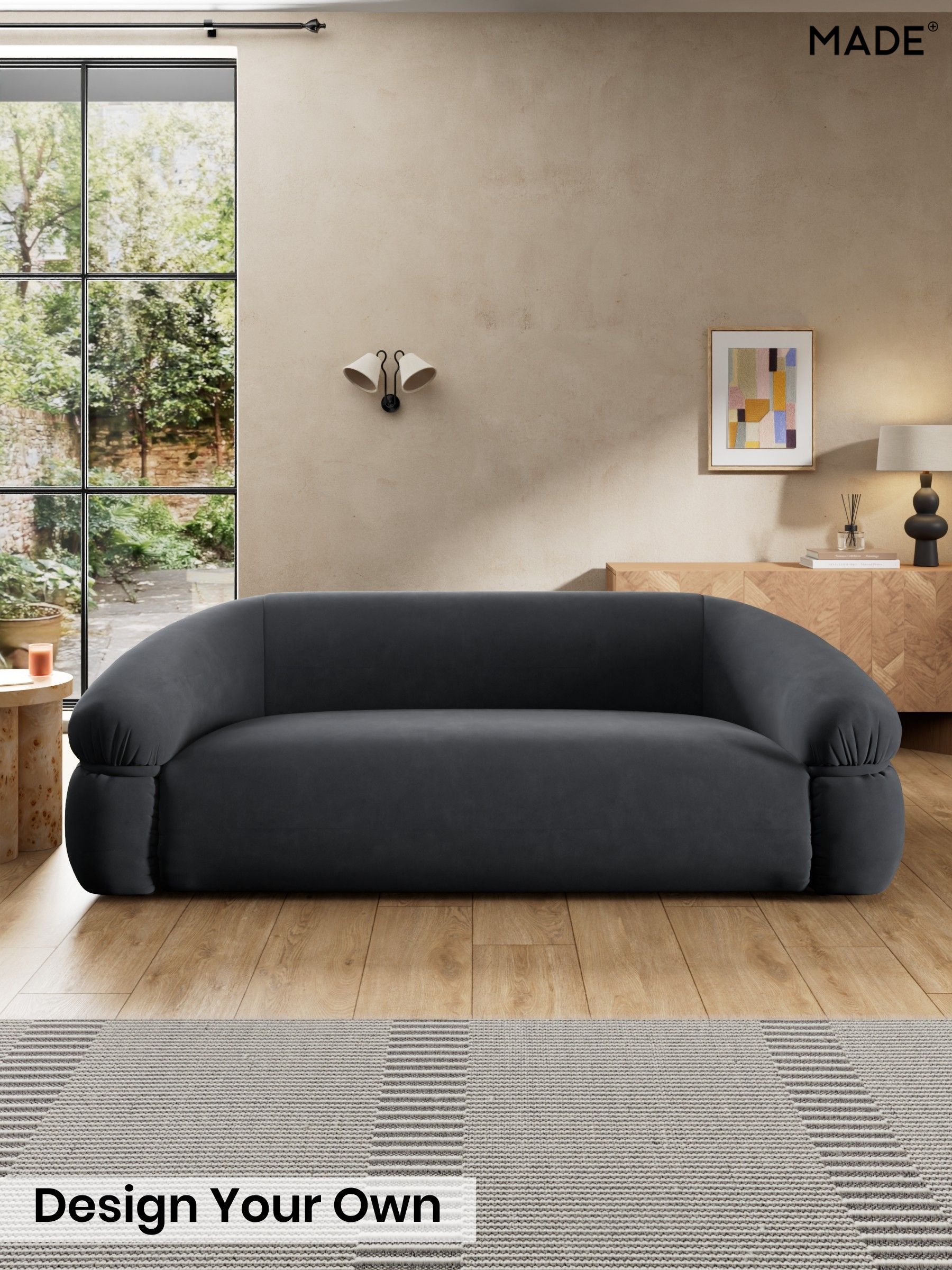 Matt Velvet Easy Clean/Charcoal Grey - Soma By Made