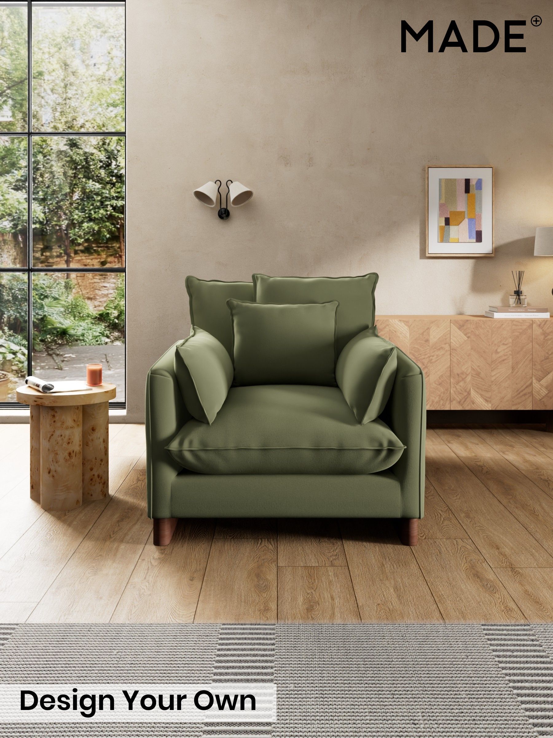 Matt Velvet Easy Clean/Fern Green - Whitby Scatter Back By Made
