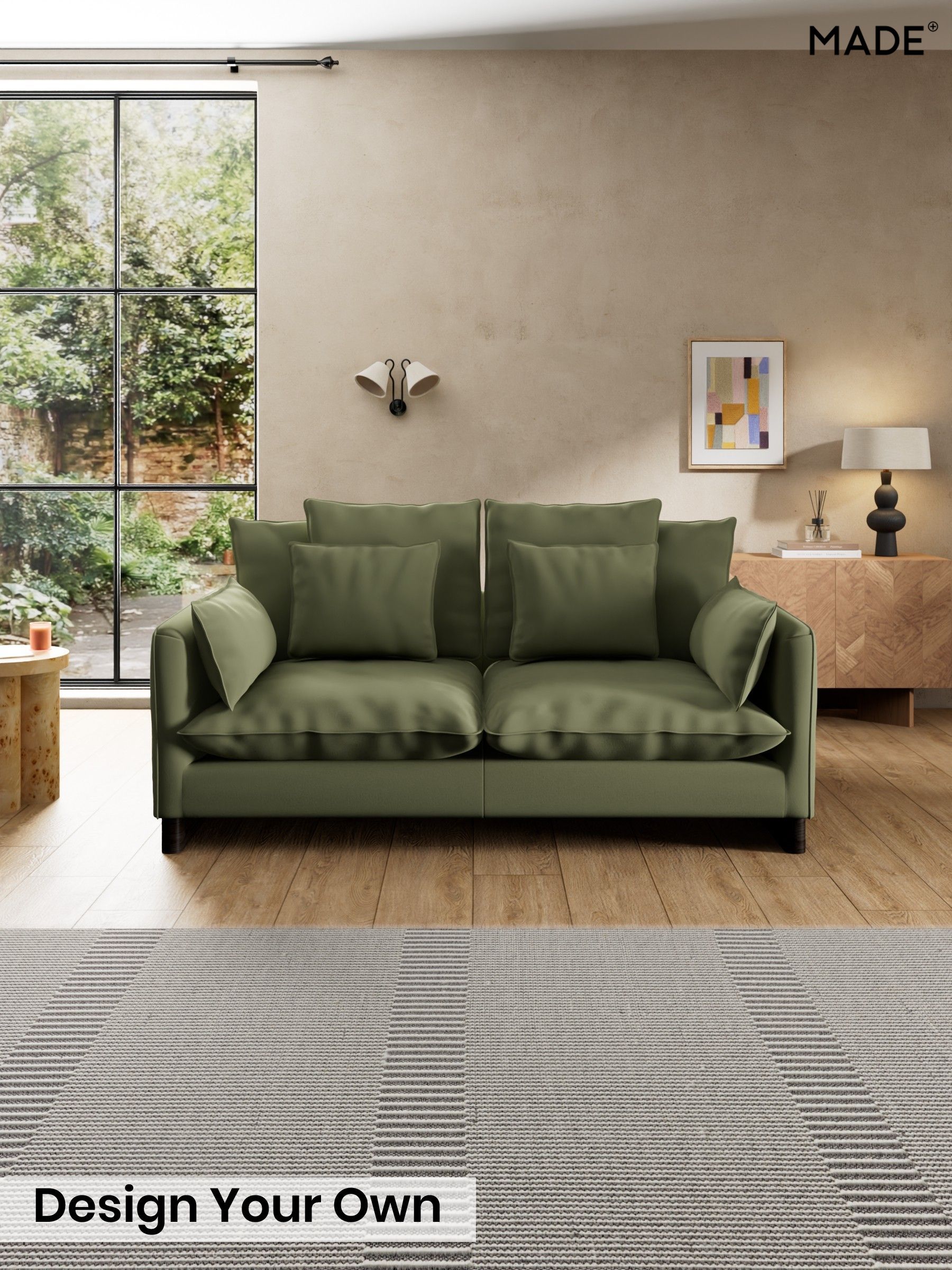 Matt Velvet Easy Clean/Fern Green - Whitby Scatter Back By Made